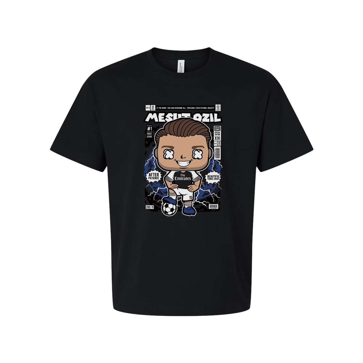 Mesut Ozil Cartoon Soccer Legend Unisex Graphic Tee With Vibrant Front Print Football Theme