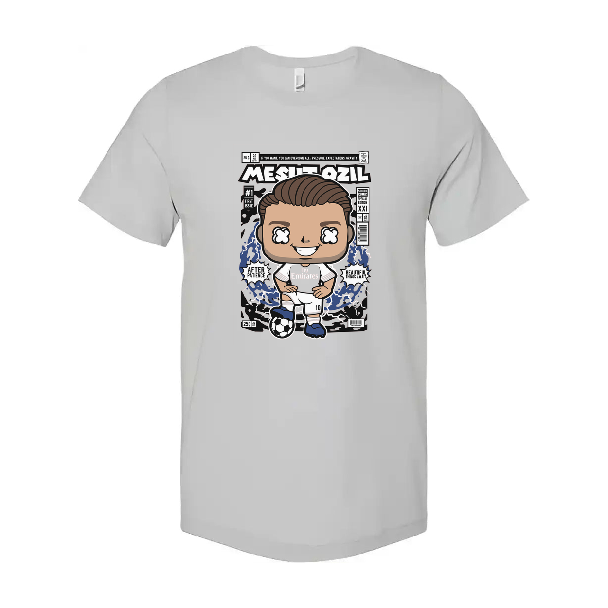 Mesut Ozil Cartoon Soccer Legend Unisex Graphic Tee With Vibrant Front Print Football Theme