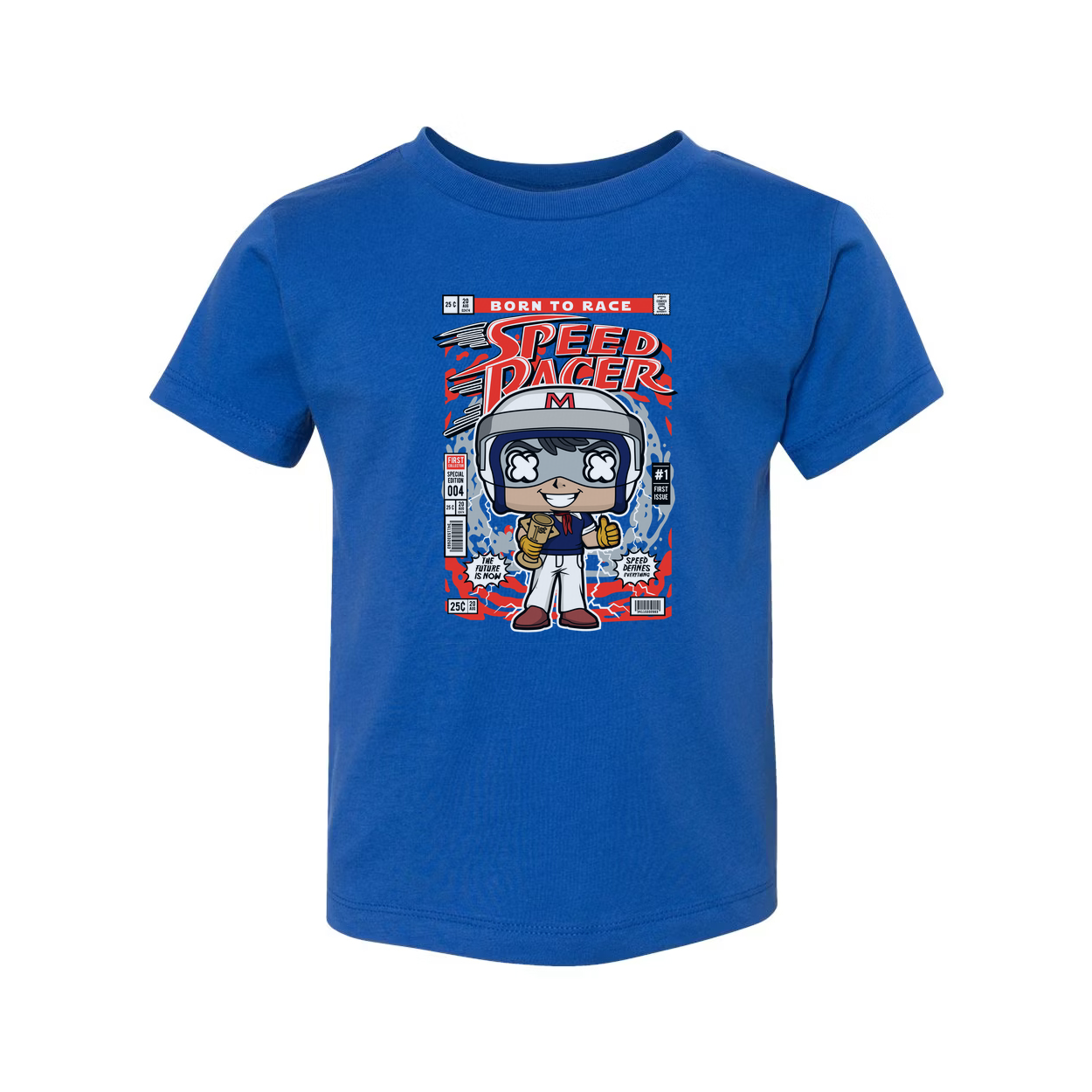 Speed Racer Graphic T Shirt With Cartoon Racer Design