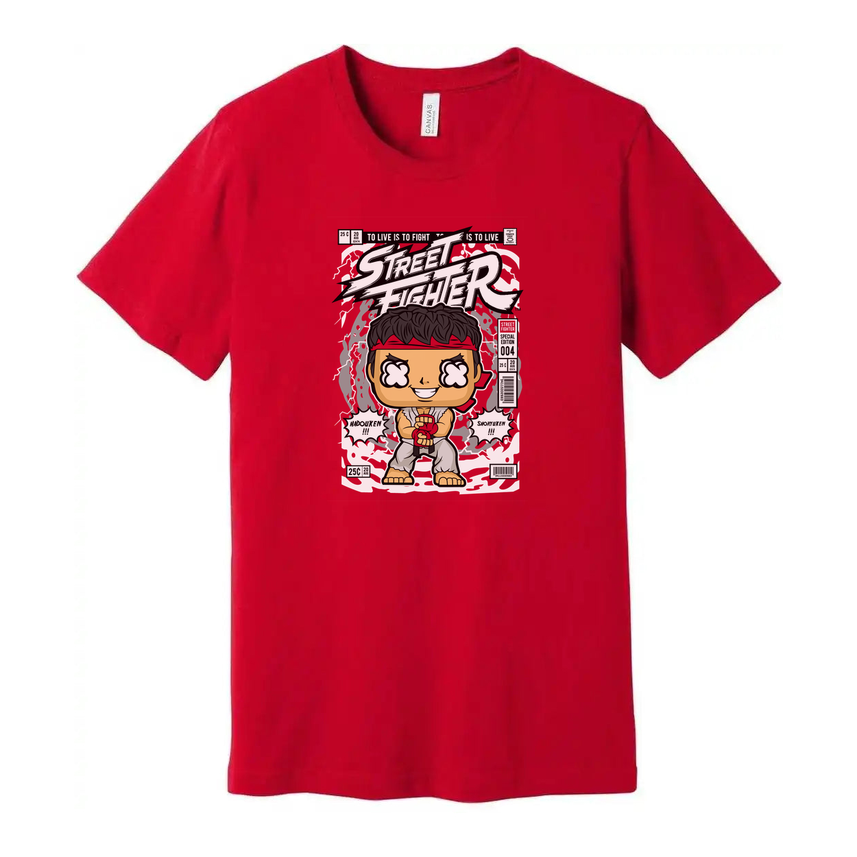 Ryu Street Fighter Chibi Graphic Unisex Tee Featuring Classic Fighting Logo And Comic Style Artwork