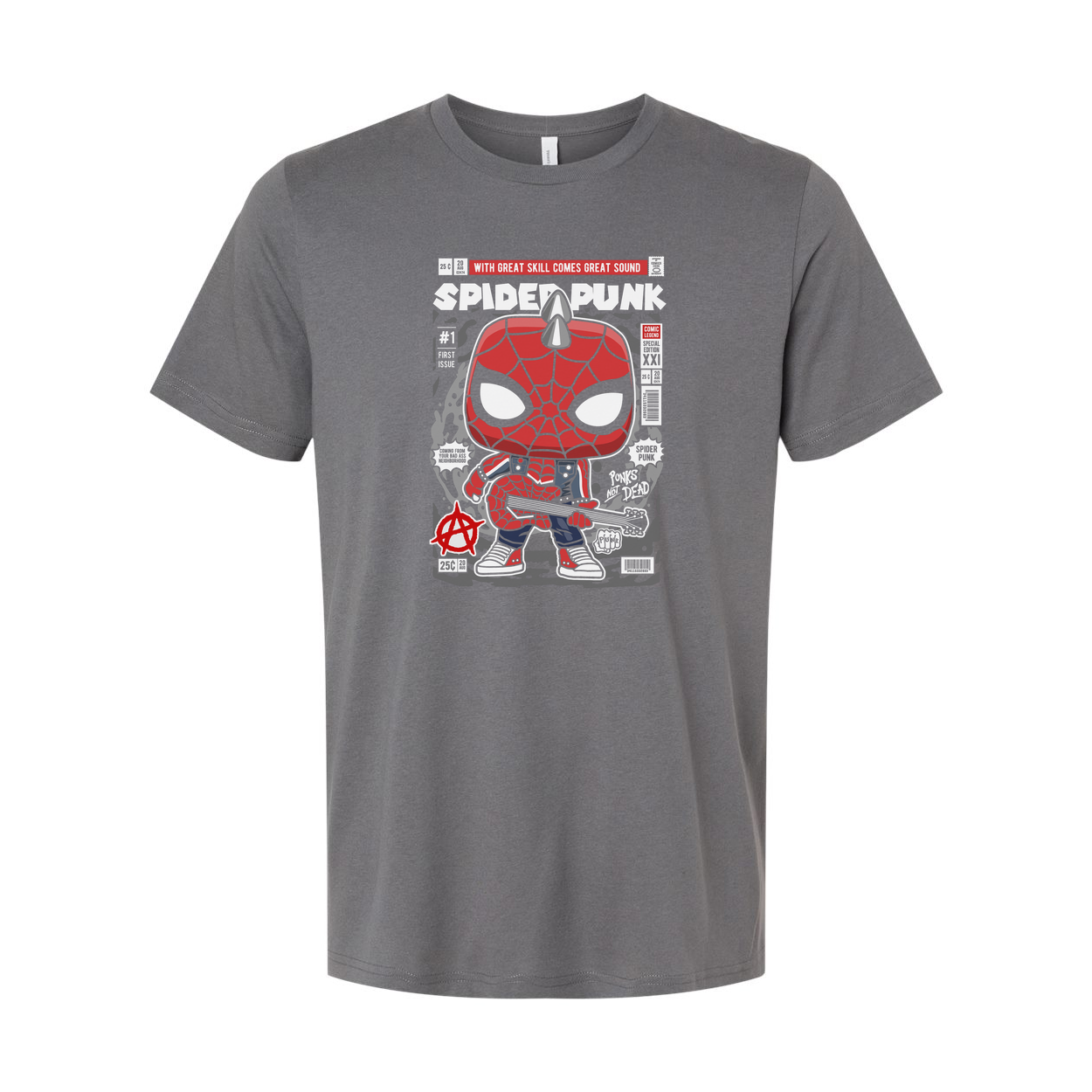 Spider Punk Unisex Graphic Tee With Comic Style Artwork And Bold Red Webbing Print