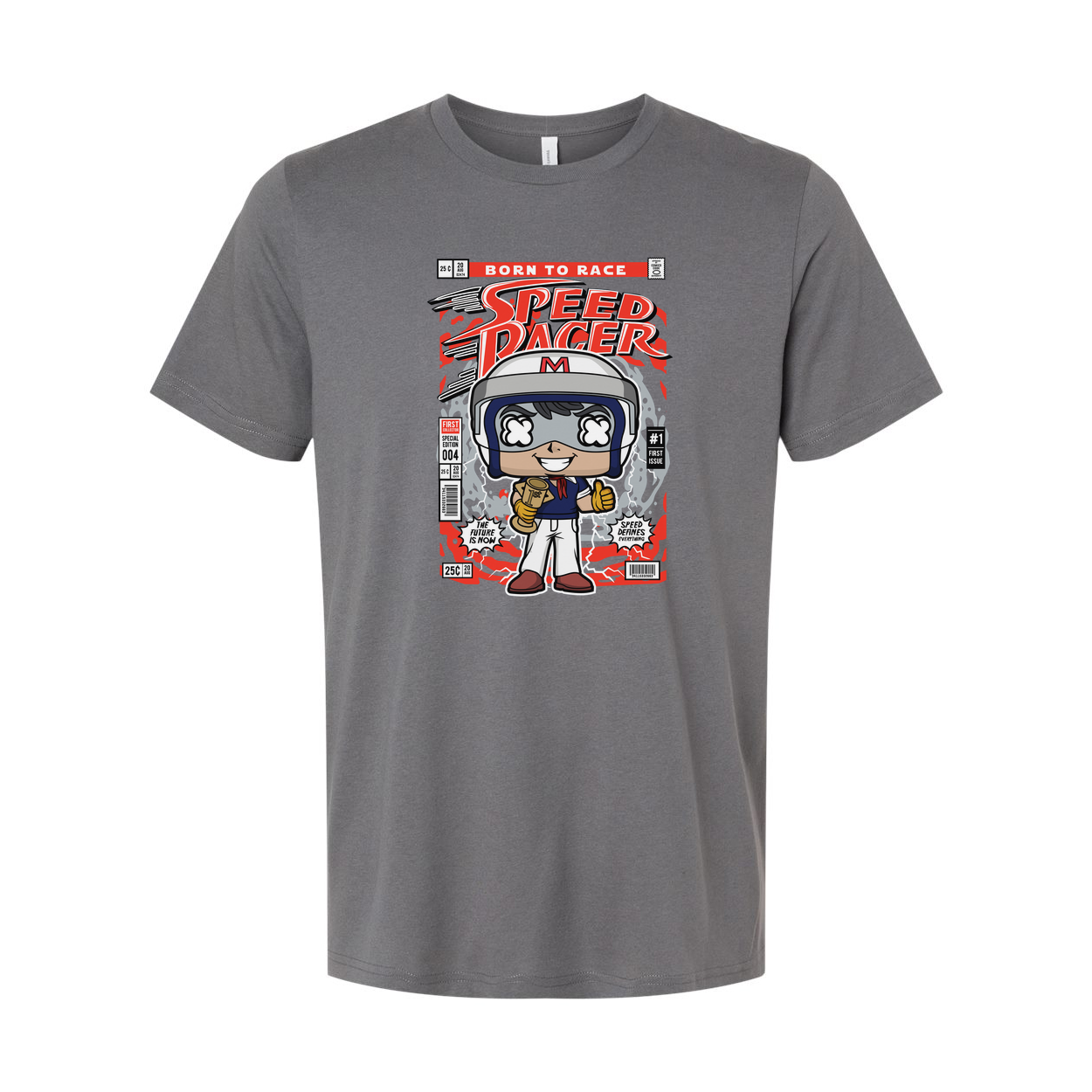 Speed Racer Graphic T Shirt With Cartoon Racer Design