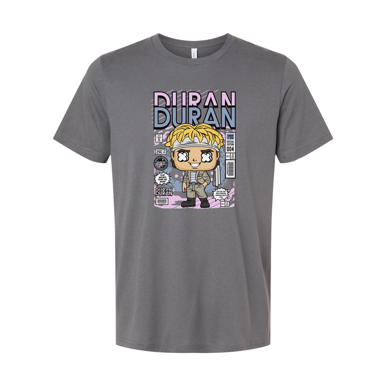 Duran Duran Band Graphic T Shirt Featuring Comic Style Artwork For Unisex Casual Wear