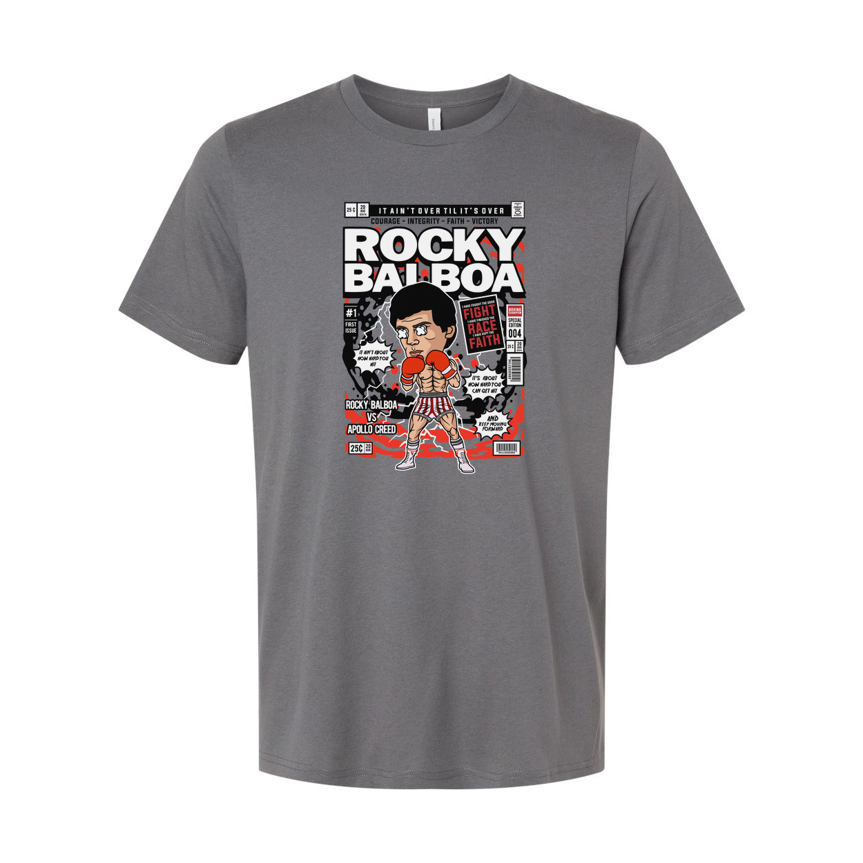 Rocky Balboa Cartoon Style Comic Book Cover Graphic T Shirt For Fans Unisex Short Sleeve Tee
