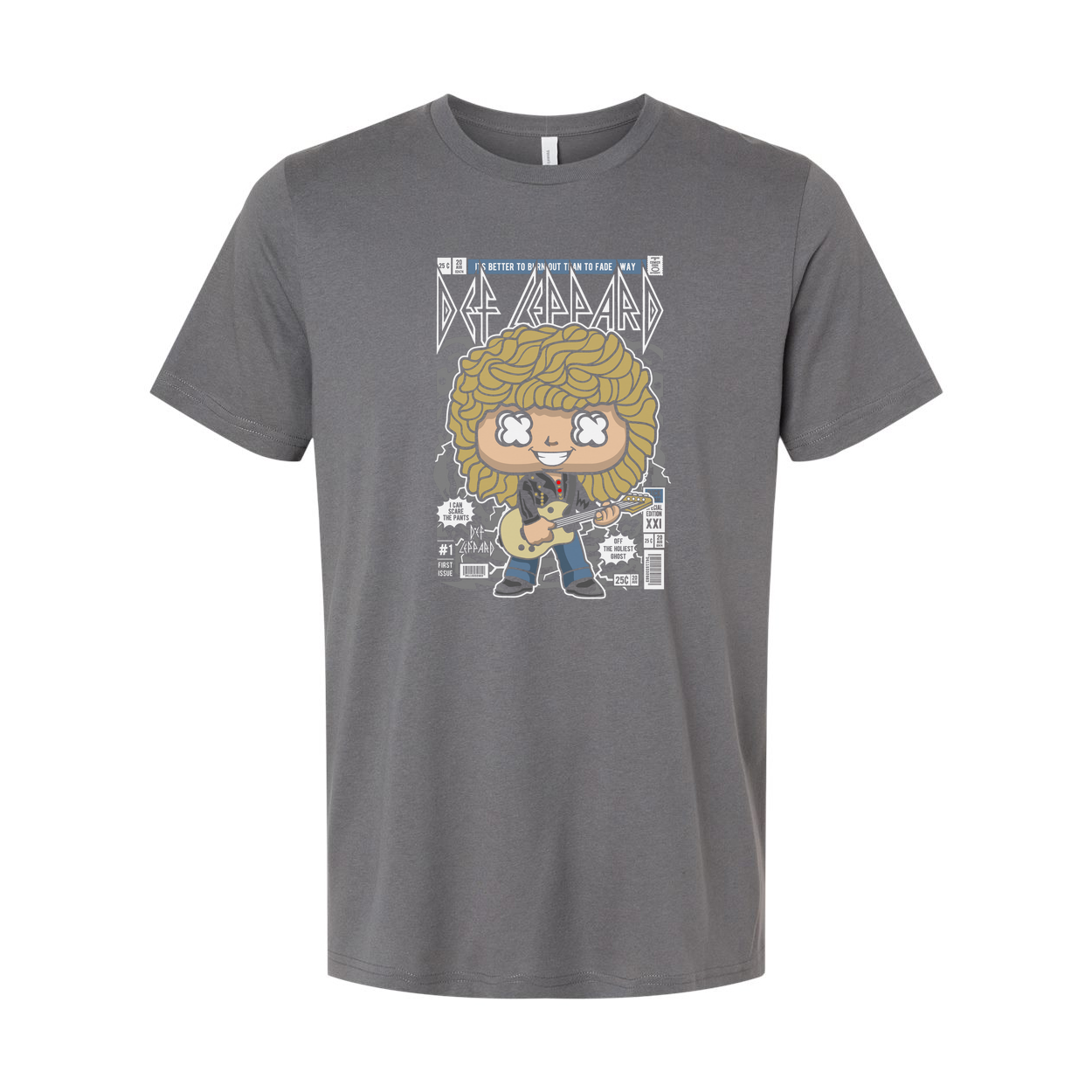 Def Leppard Rick Savage Cartoon Graphic Tee For Unisex Fans Of 1980s Rock Music And Band Merchandise