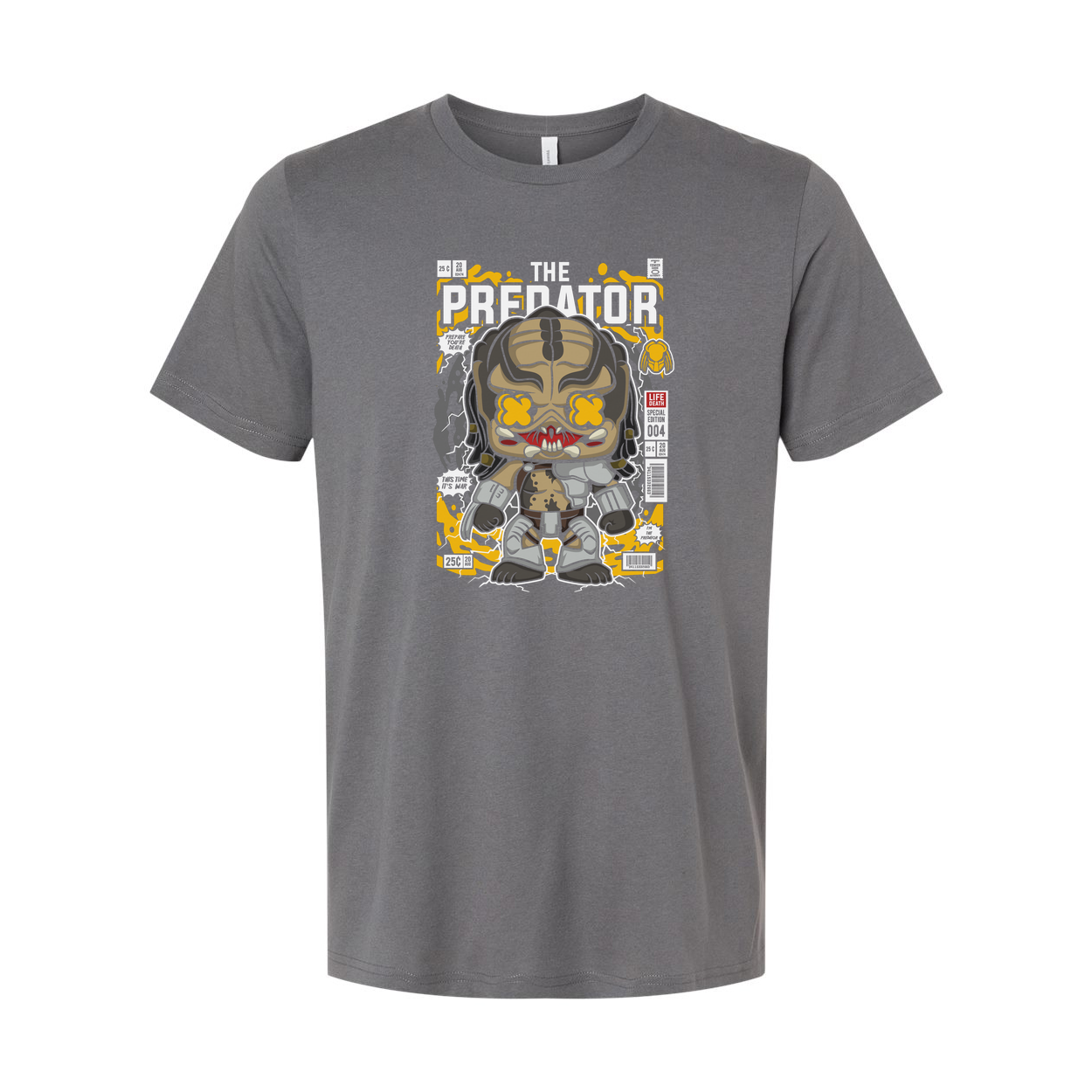 Predator Unisex Graphic Tee With Stylized Hunter Artwork In Gray And Yellow Palette