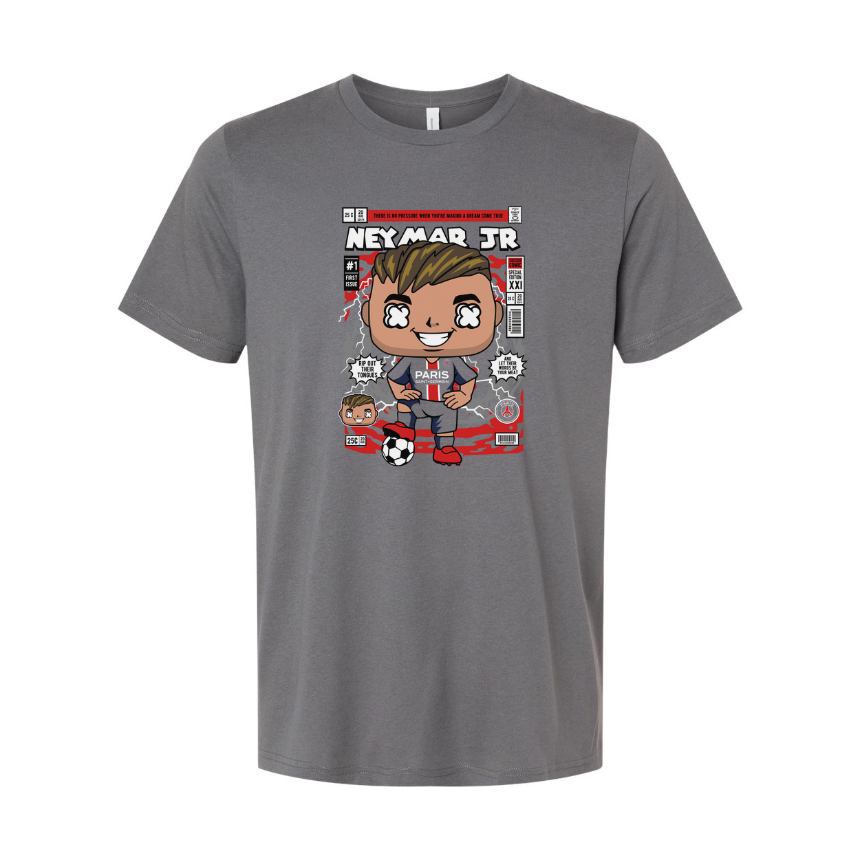 Neymar Jr Cartoon Graphic T Shirt For Unisex Soccer Fans Playful Comic Style Jersey Tee