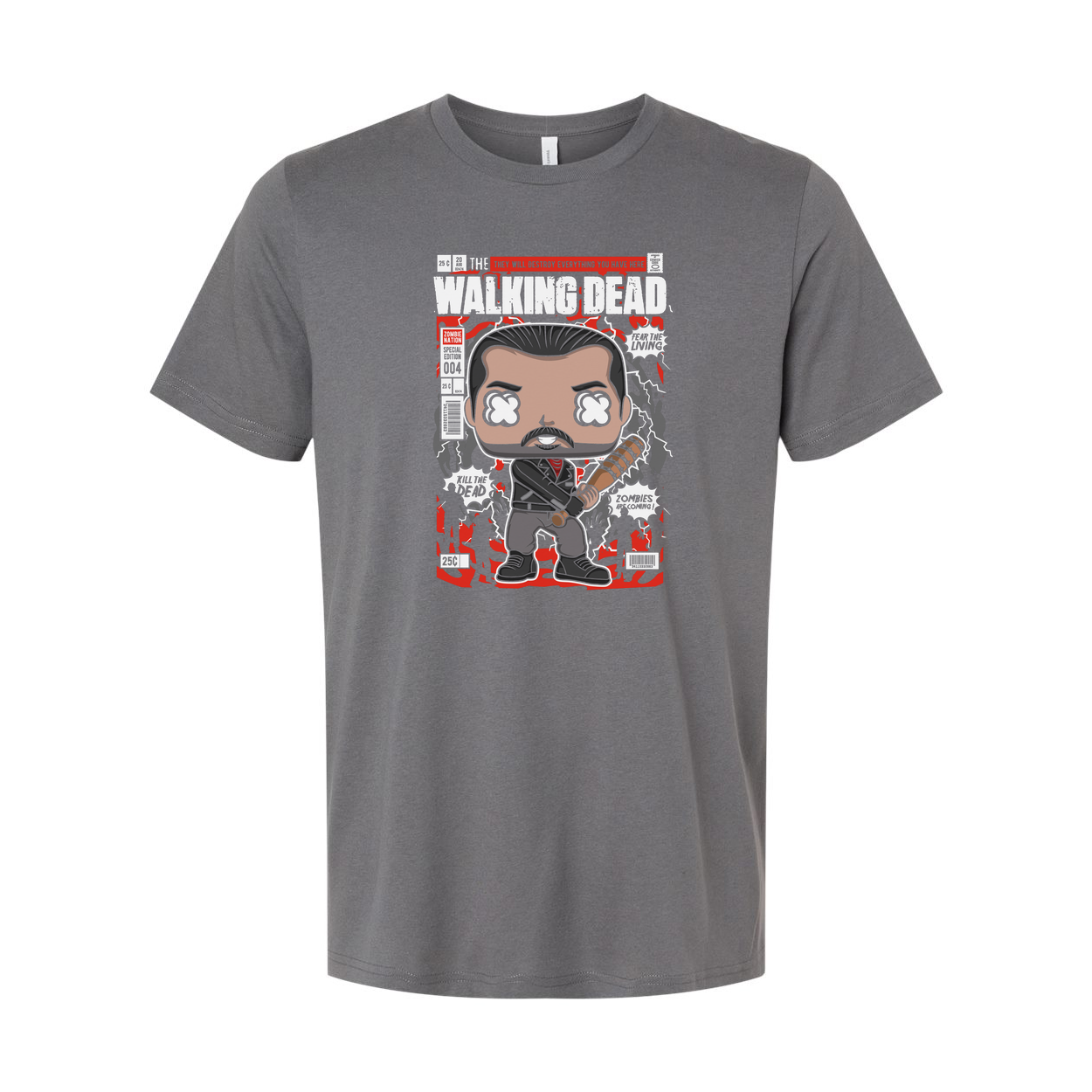 Negan Walking Dead Funko Style Graphic Tee With Lucille Bat Illustration For Fans
