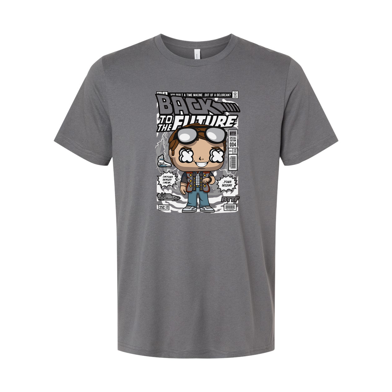 Back To The Future Graphic Tee Featuring Marty McFly Cartoon Character In Retro Style