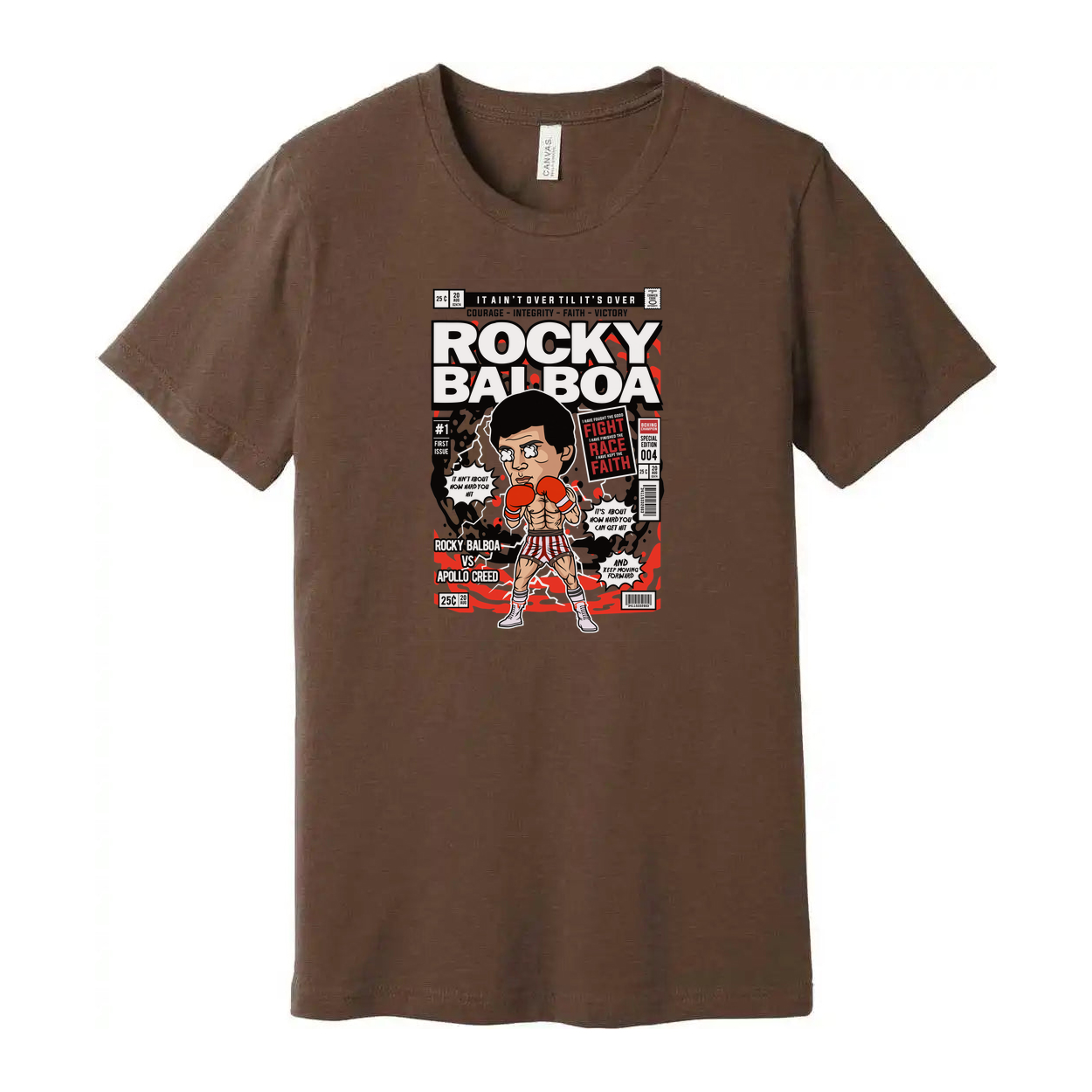 Rocky Balboa Cartoon Style Comic Book Cover Graphic T Shirt For Fans Unisex Short Sleeve Tee