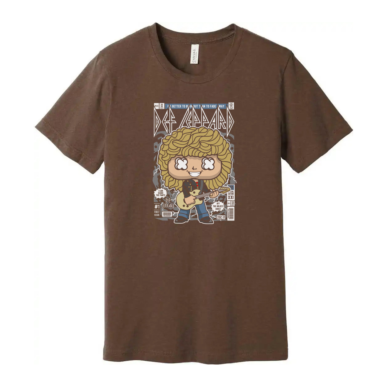 Def Leppard Rick Savage Cartoon Graphic Tee For Unisex Fans Of 1980s Rock Music And Band Merchandise