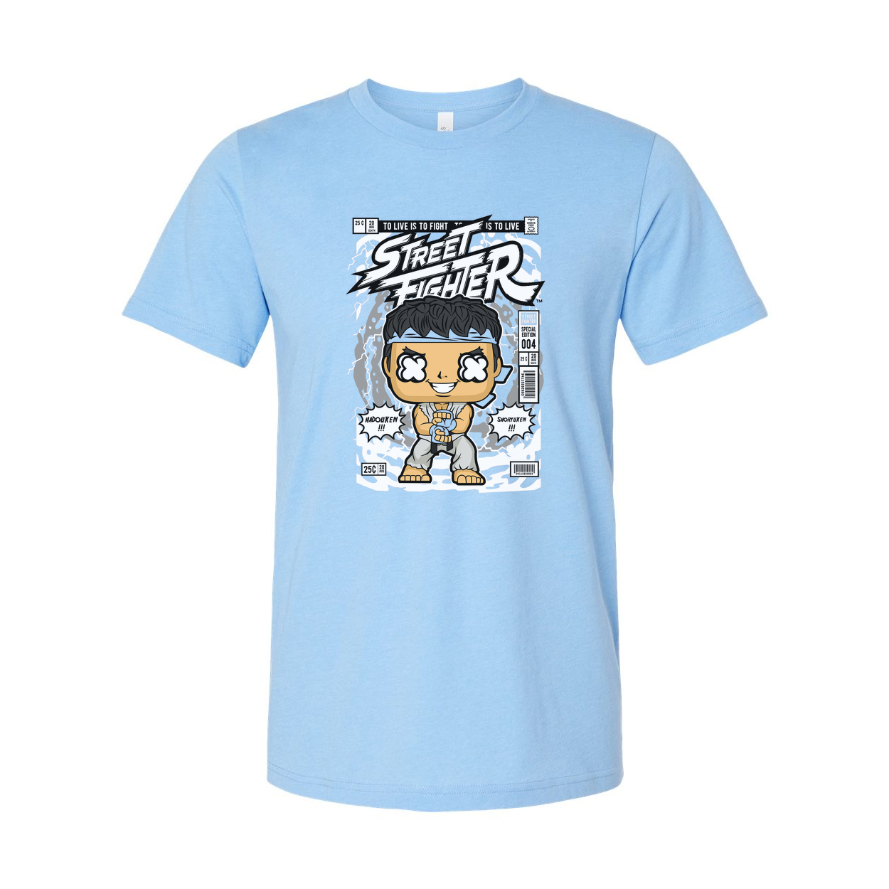 Ryu Street Fighter Chibi Graphic Unisex Tee Featuring Classic Fighting Logo And Comic Style Artwork