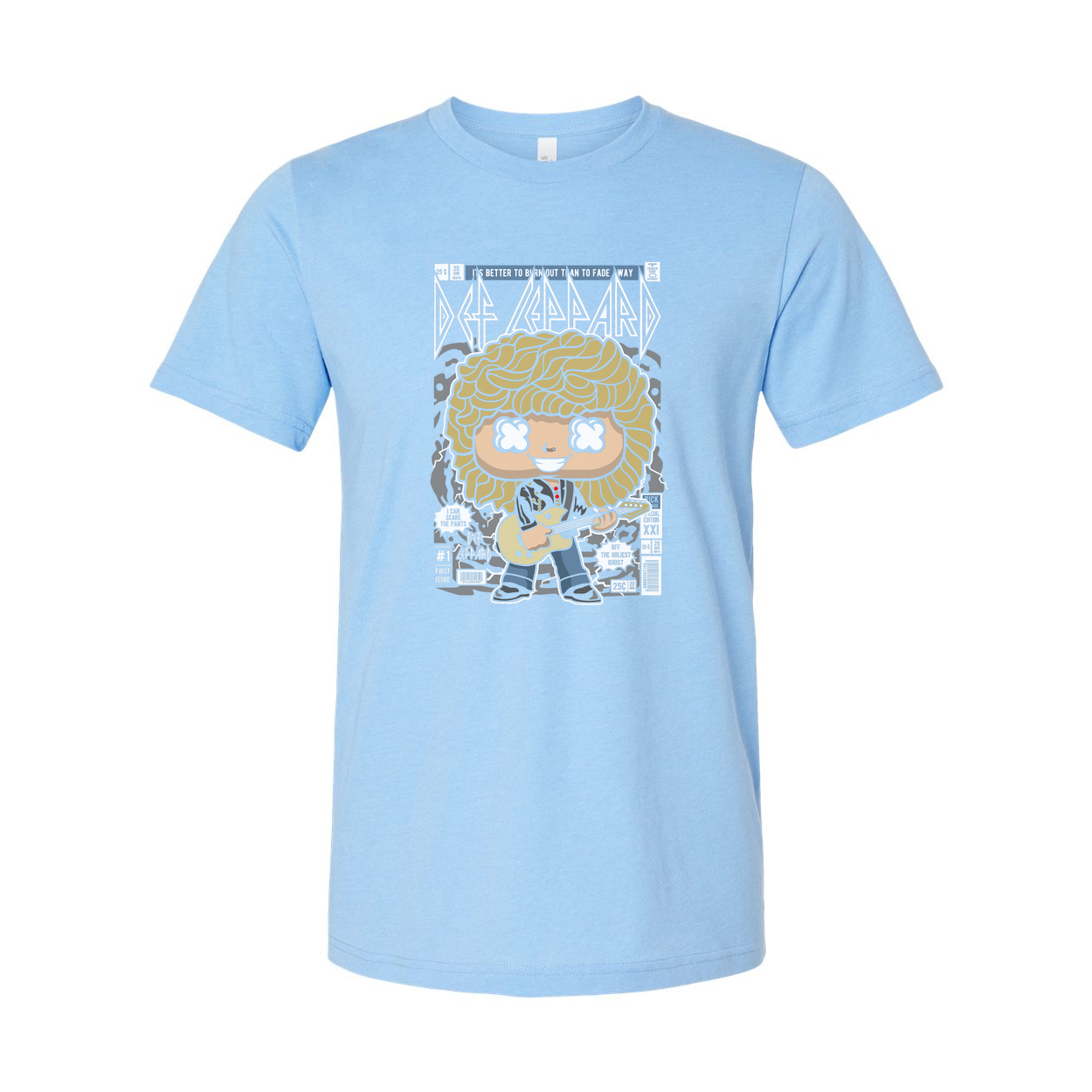 Def Leppard Rick Savage Cartoon Graphic Tee For Unisex Fans Of 1980s Rock Music And Band Merchandise
