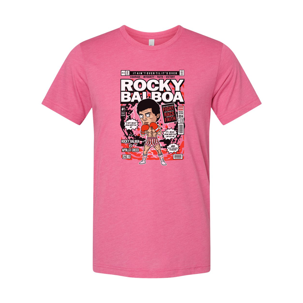 Rocky Balboa Cartoon Style Comic Book Cover Graphic T Shirt For Fans Unisex Short Sleeve Tee