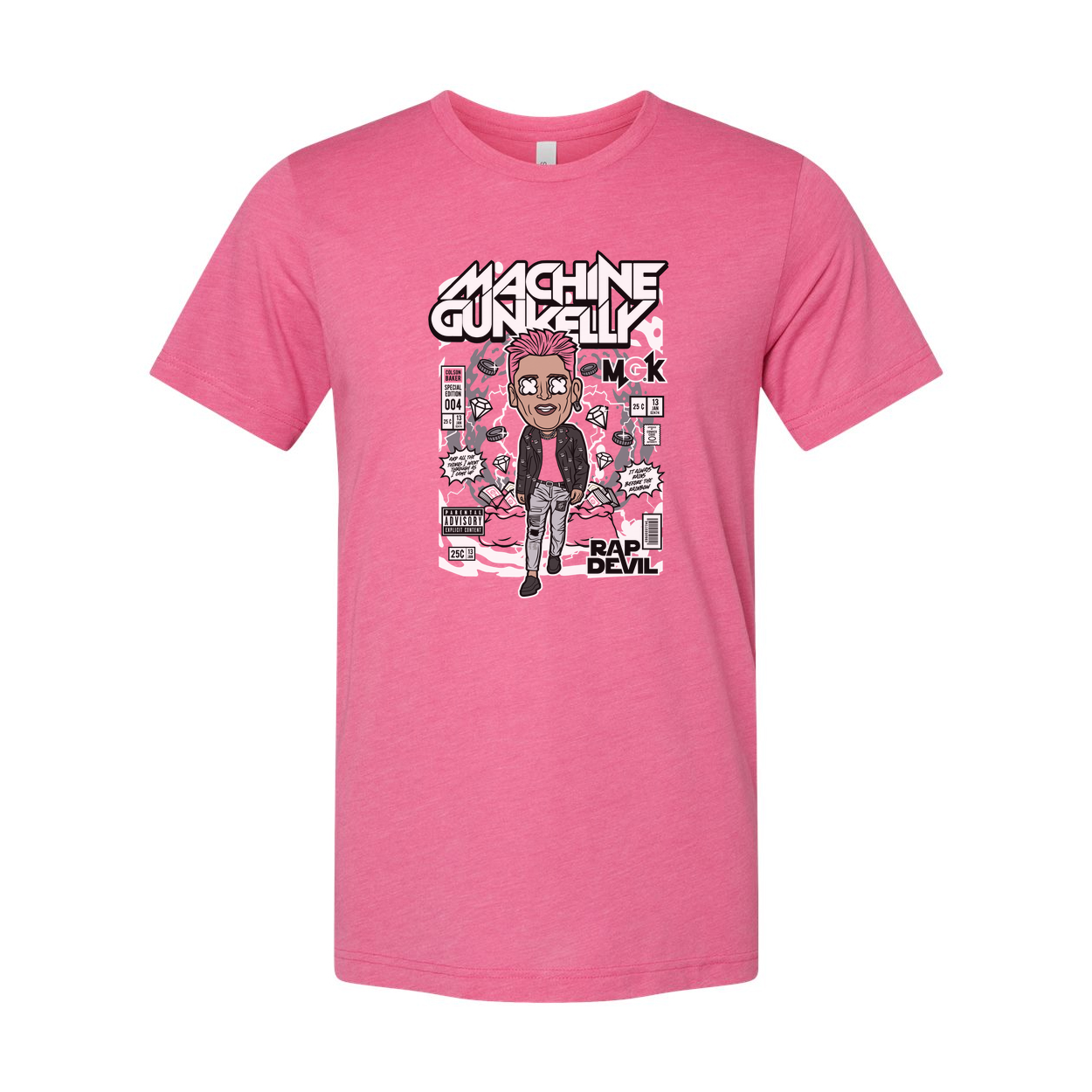 Machine Gun Kelly Graphic Cartoon Tee For Unisex Short Sleeve Featuring Rap Devil Artwork