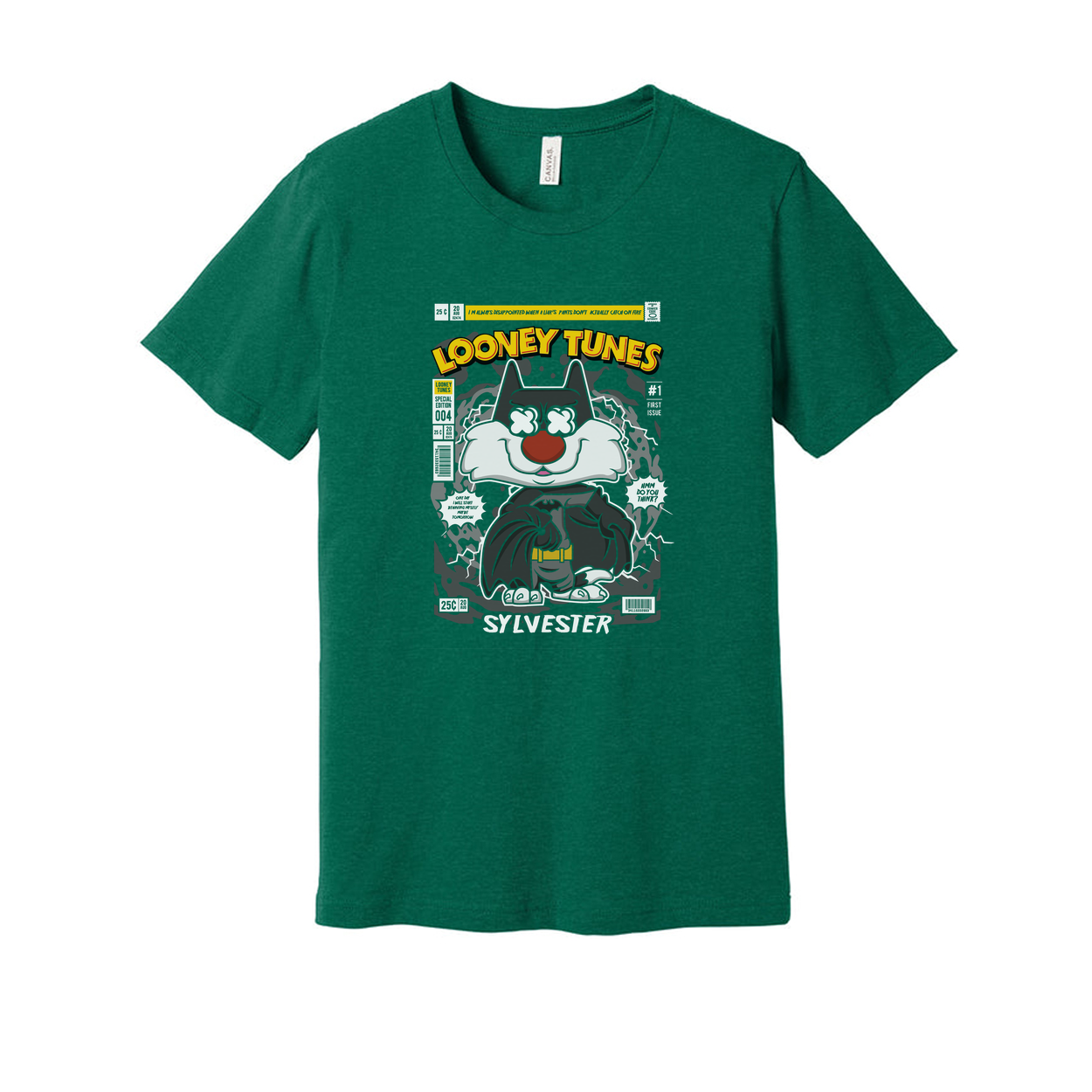 Looney Tunes Sylvester Graphic Tee Unisex Cartoon Shirt With Retro Comic Panel Design