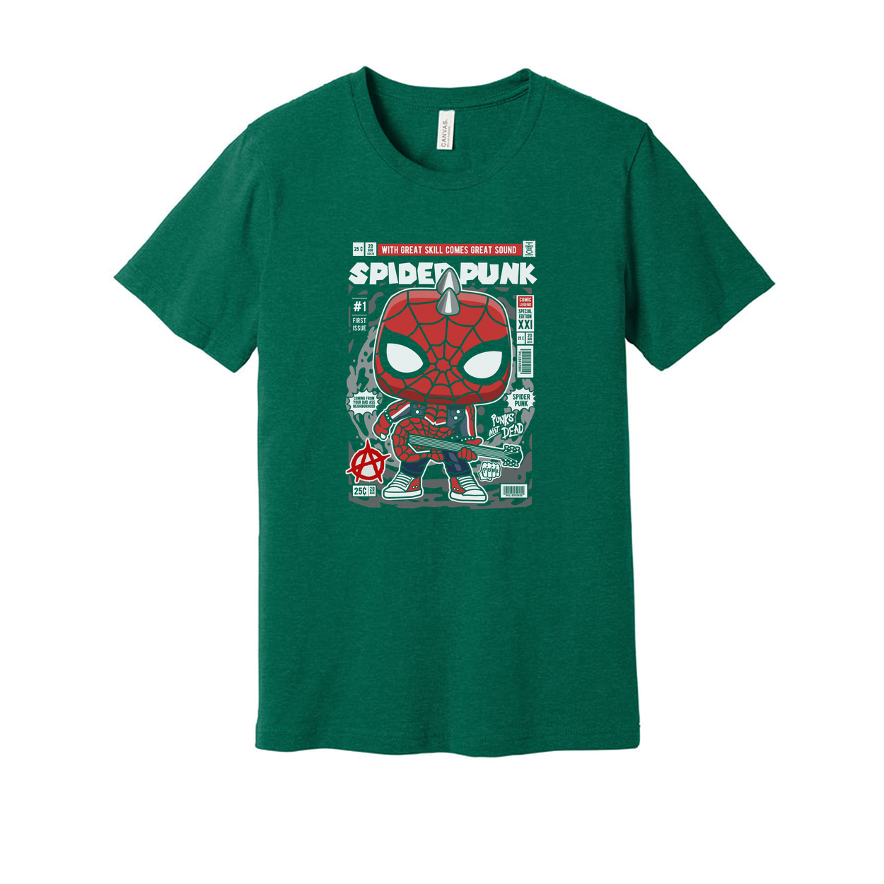 Spider Punk Unisex Graphic Tee With Comic Style Artwork And Bold Red Webbing Print