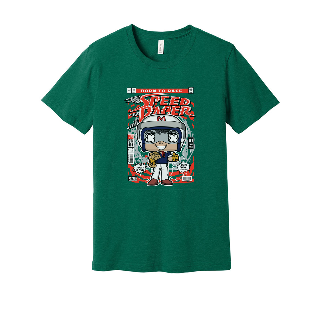 Speed Racer Graphic T Shirt With Cartoon Racer Design