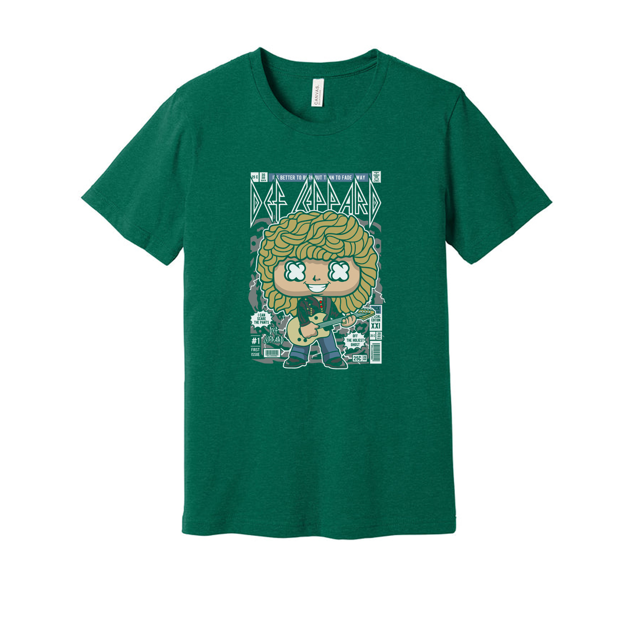 Def Leppard Rick Savage Cartoon Graphic Tee For Unisex Fans Of 1980s Rock Music And Band Merchandise