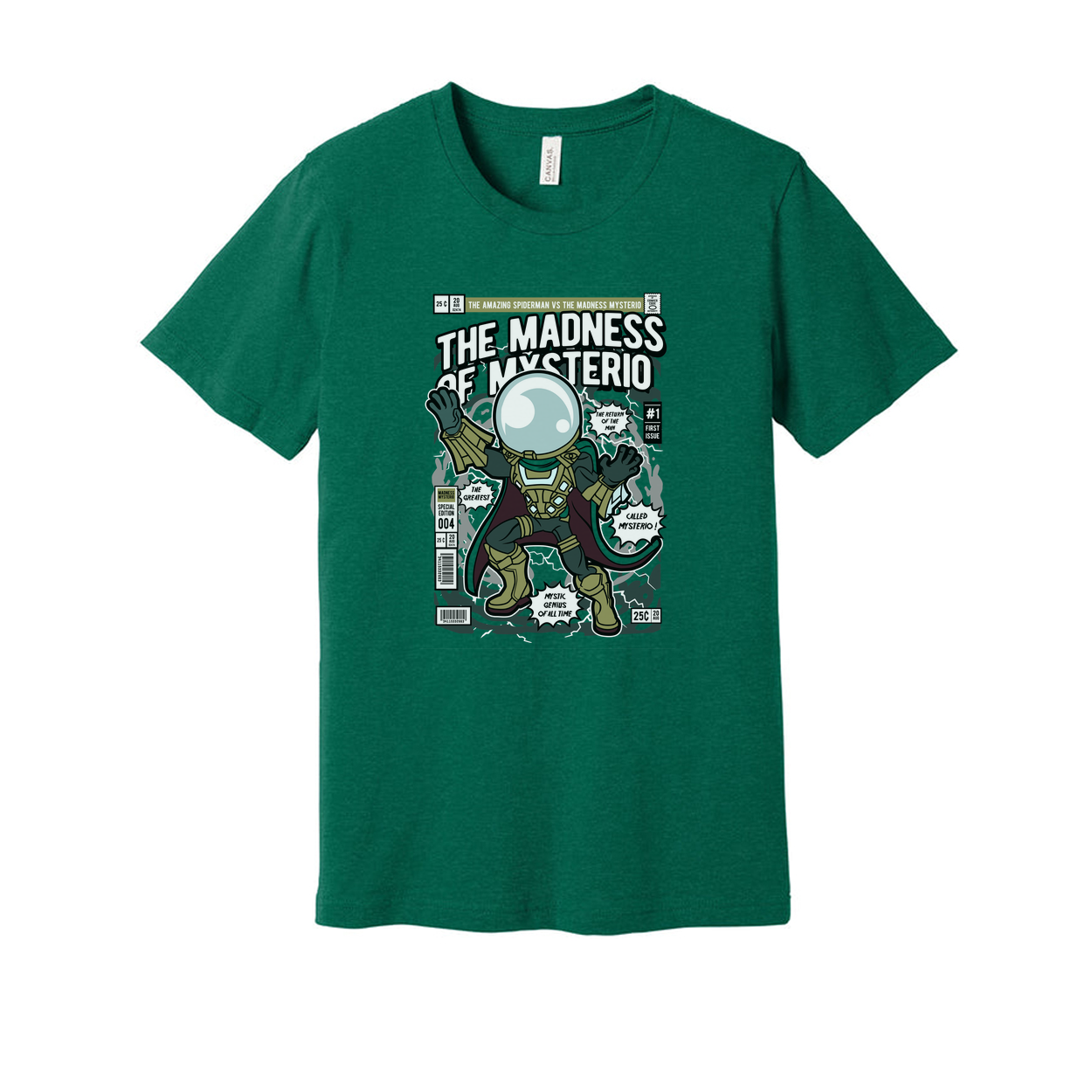 Unisex Graphic Tee With The Madness Of Mysterio Comic Cover Artwork In Retro Style