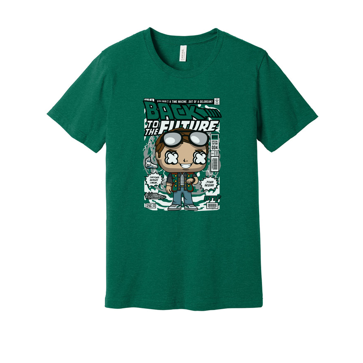 Back To The Future Graphic Tee Featuring Marty McFly Cartoon Character In Retro Style