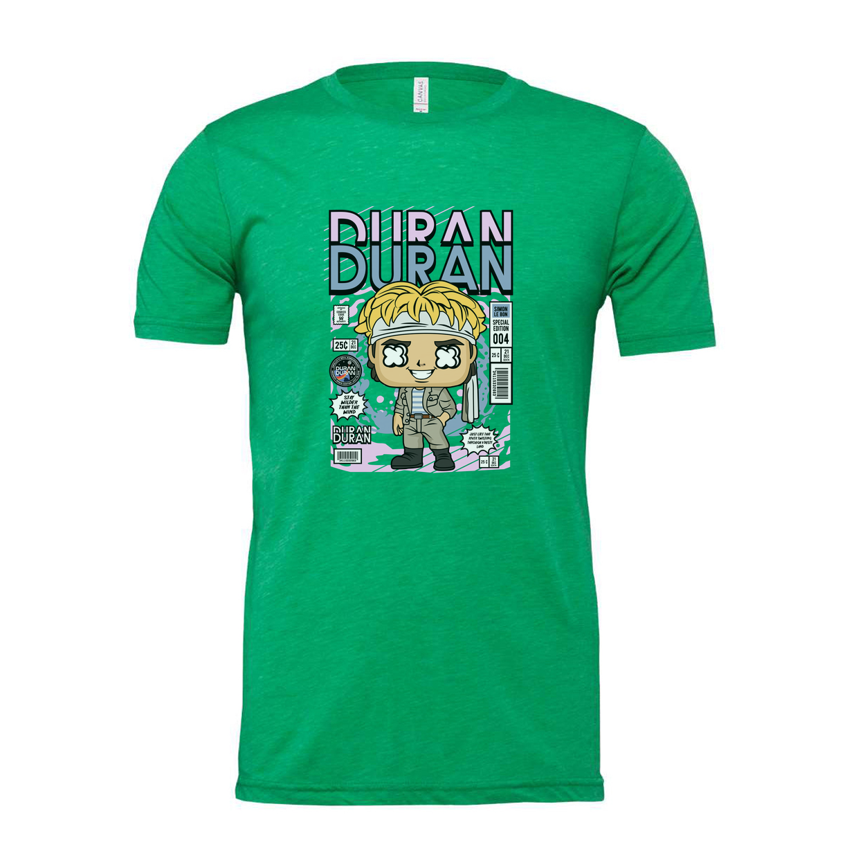 Duran Duran Band Graphic T Shirt Featuring Comic Style Artwork For Unisex Casual Wear