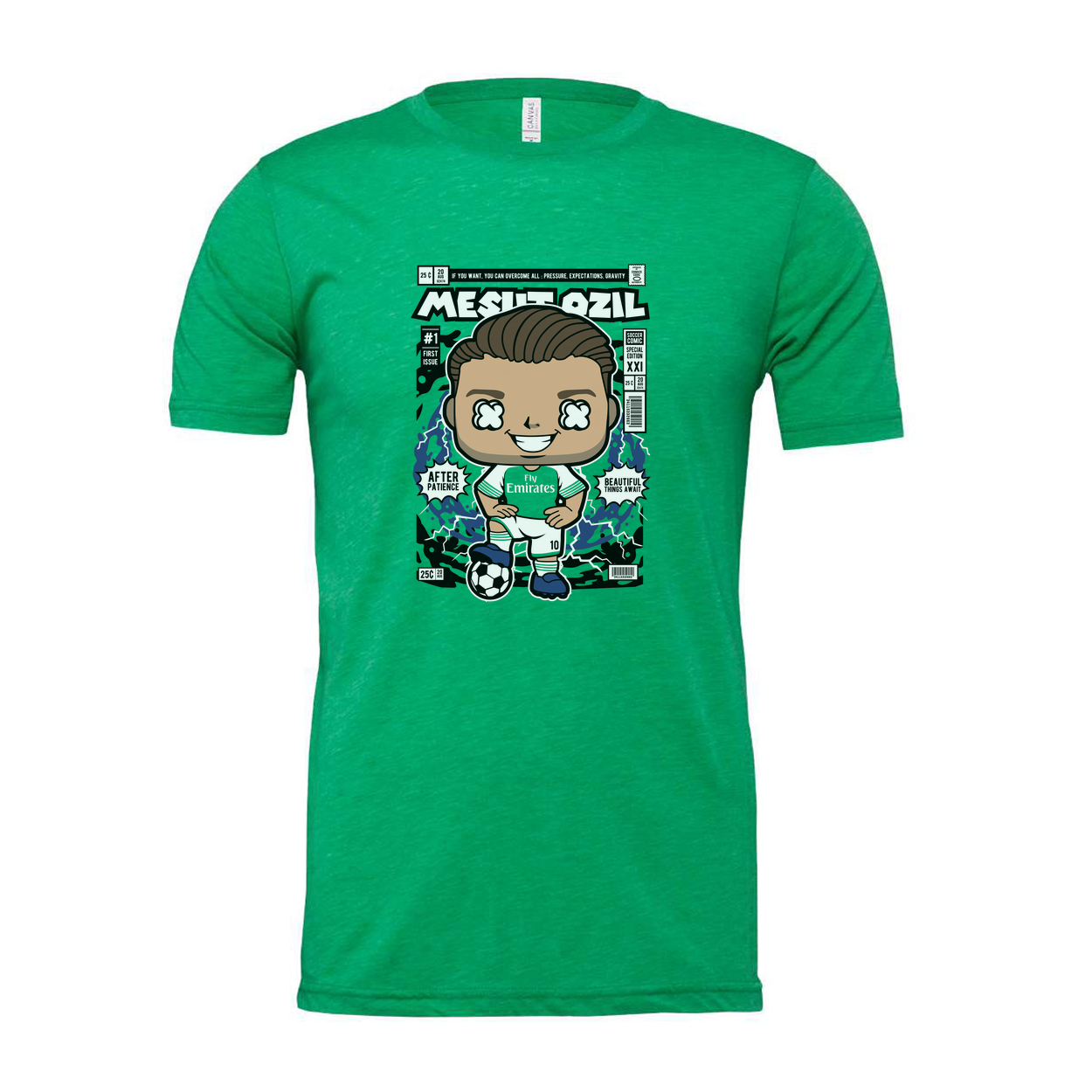 Mesut Ozil Cartoon Soccer Legend Unisex Graphic Tee With Vibrant Front Print Football Theme