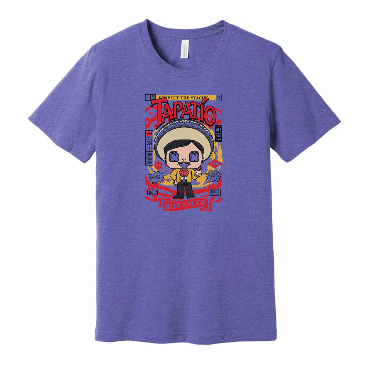 Tapatio Man Unisex Graphic Tee Featuring Cartoon Señor With Bold Hot Sauce Artwork