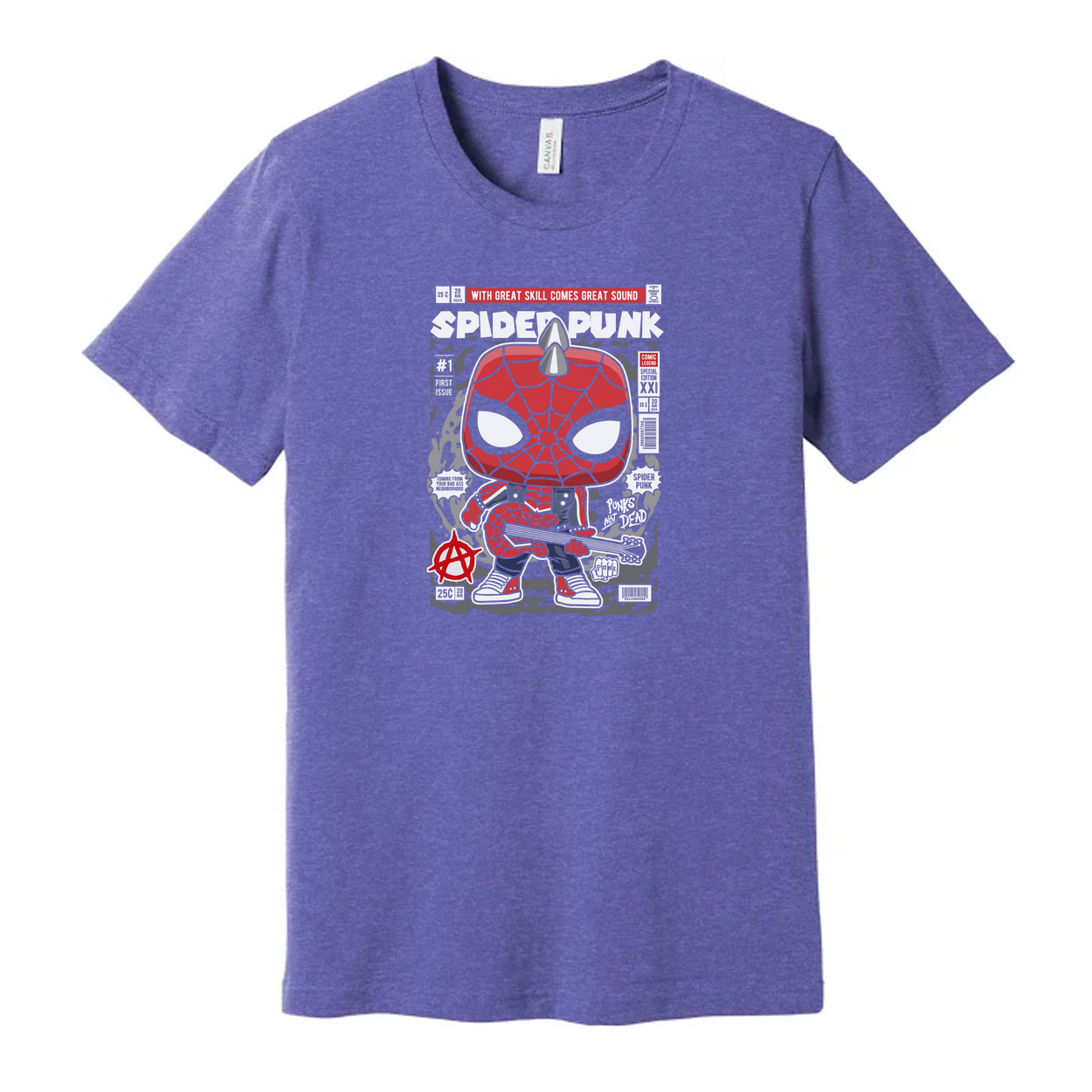 Spider Punk Unisex Graphic Tee With Comic Style Artwork And Bold Red Webbing Print