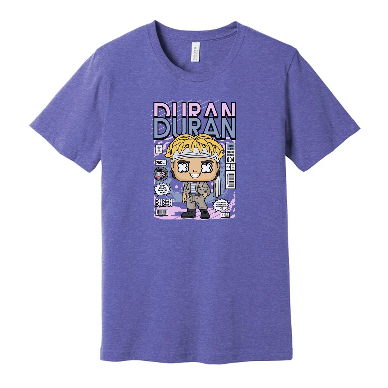 Duran Duran Band Graphic T Shirt Featuring Comic Style Artwork For Unisex Casual Wear