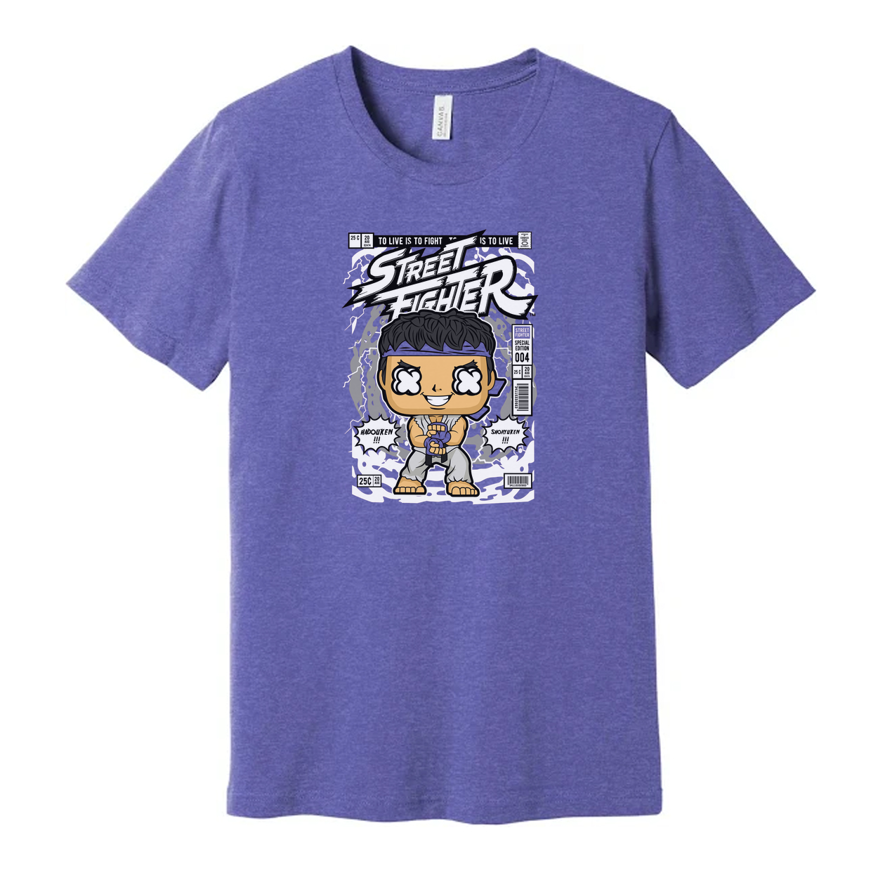 Ryu Street Fighter Chibi Graphic Unisex Tee Featuring Classic Fighting Logo And Comic Style Artwork