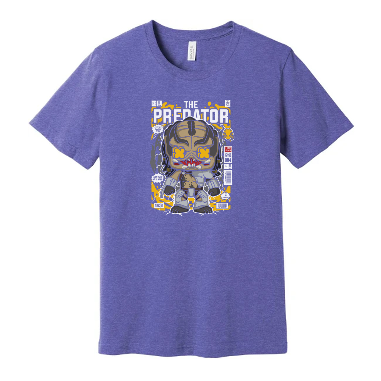Predator Unisex Graphic Tee With Stylized Hunter Artwork In Gray And Yellow Palette