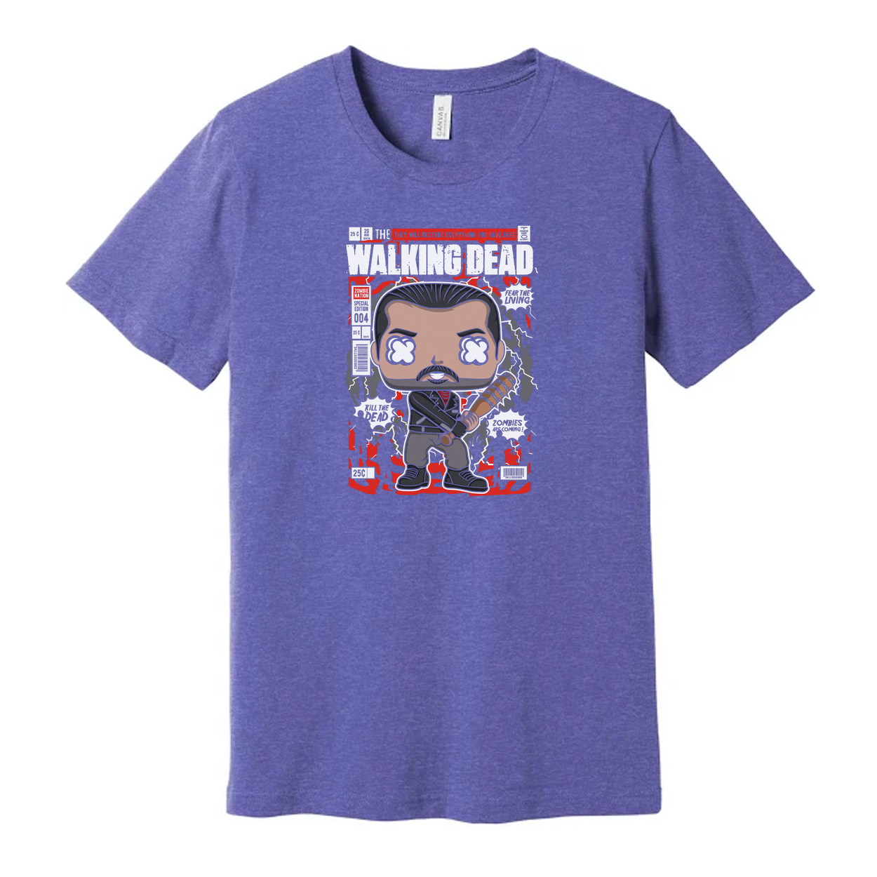 Negan Walking Dead Funko Style Graphic Tee With Lucille Bat Illustration For Fans