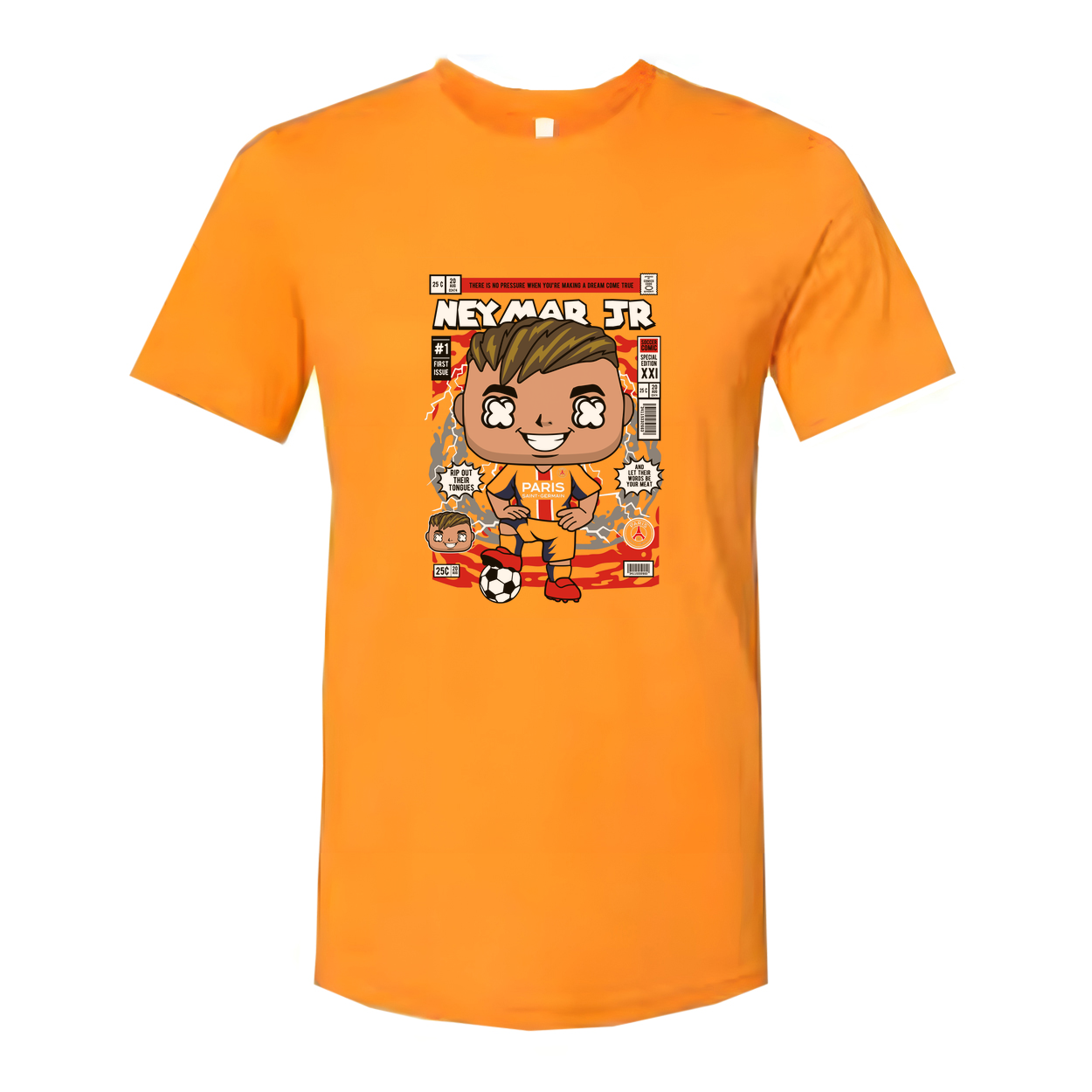 Neymar Jr Cartoon Graphic T Shirt For Unisex Soccer Fans Playful Comic Style Jersey Tee