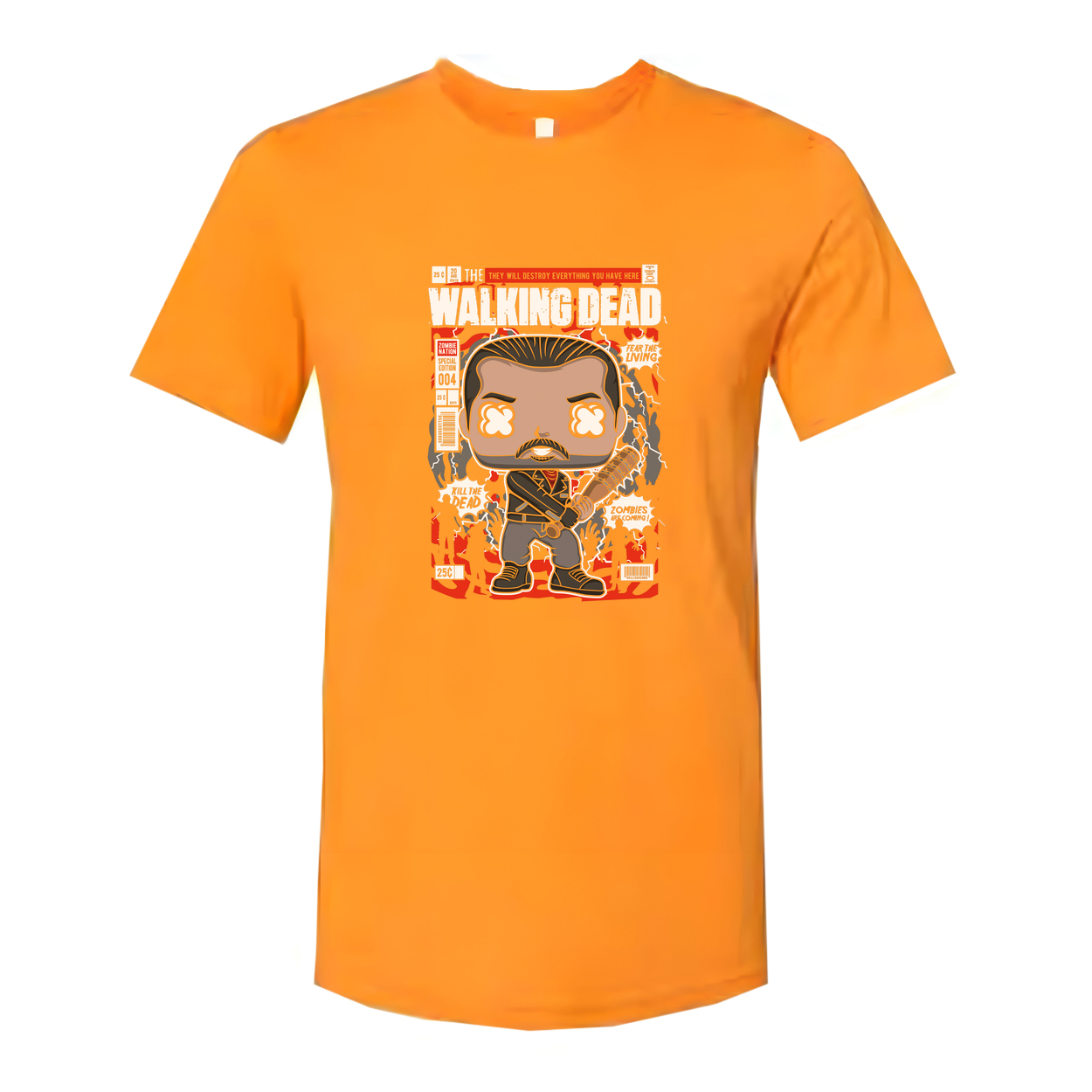 Negan Walking Dead Funko Style Graphic Tee With Lucille Bat Illustration For Fans