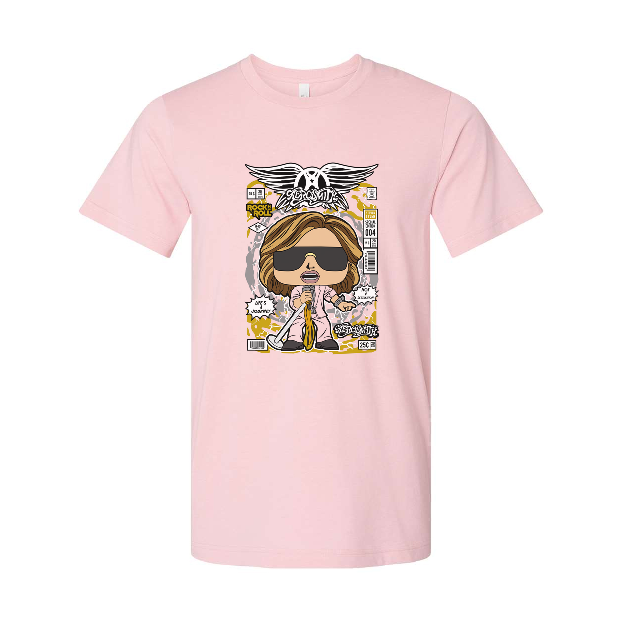 Steven Tyler Aerosmith Cartoon Graphic T Shirt For Unisex Wearers With Bold Retro Design