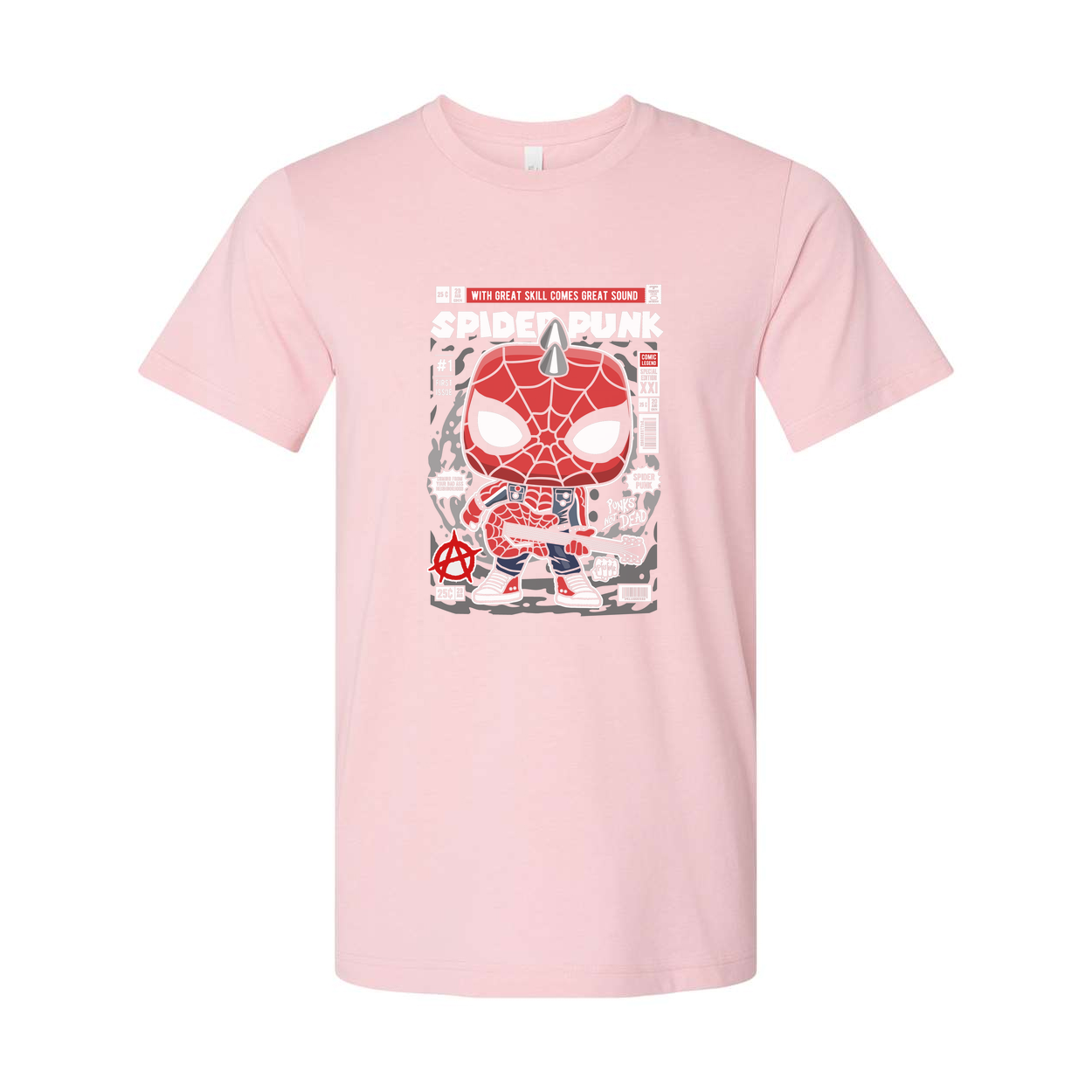 Spider Punk Unisex Graphic Tee With Comic Style Artwork And Bold Red Webbing Print