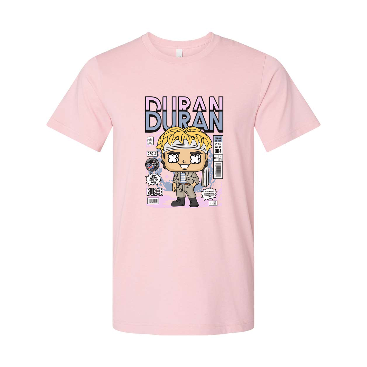 Duran Duran Band Graphic T Shirt Featuring Comic Style Artwork For Unisex Casual Wear
