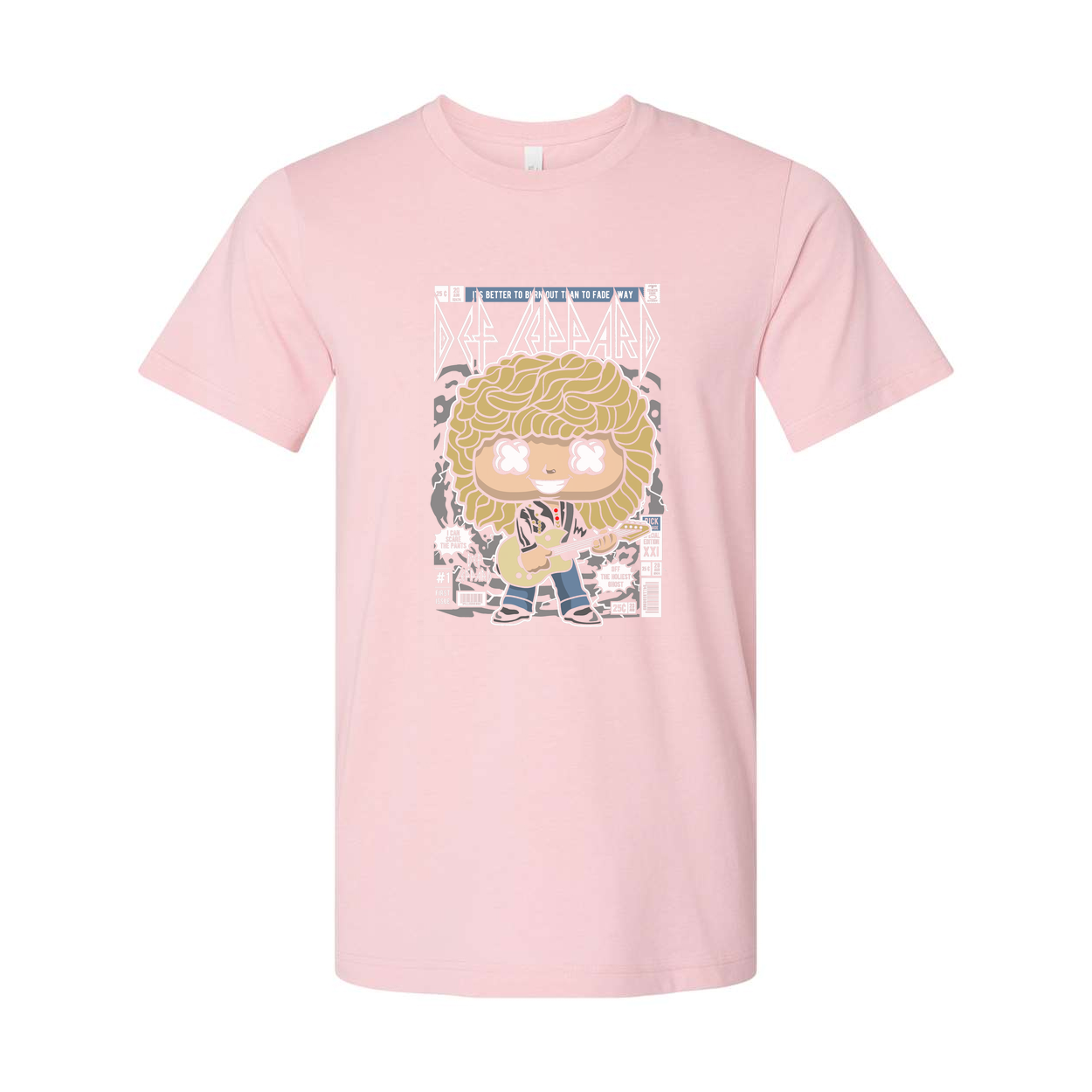Def Leppard Rick Savage Cartoon Graphic Tee For Unisex Fans Of 1980s Rock Music And Band Merchandise