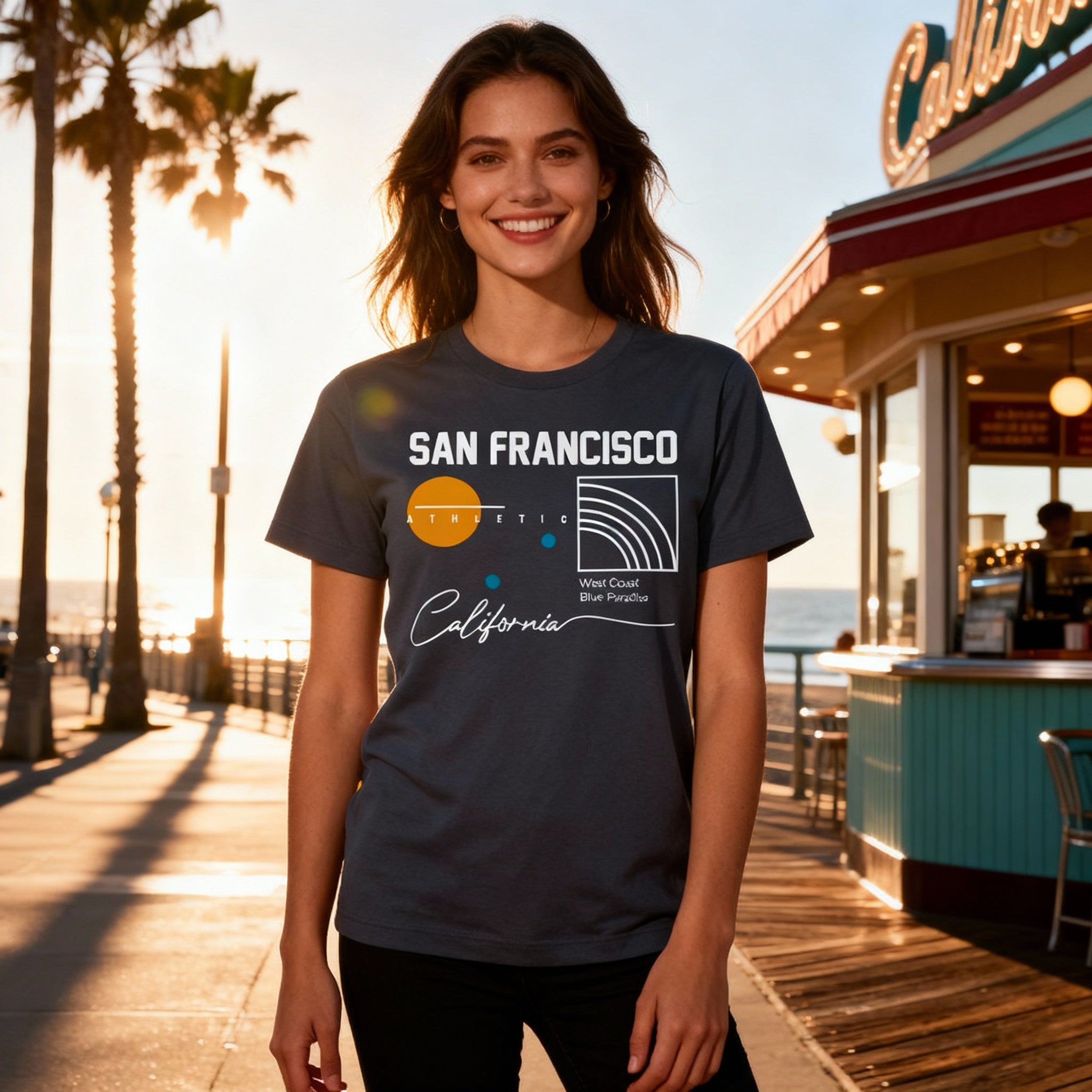 San Francisco California Graphic Tee Unisex T Shirt With Abstract City Art Design