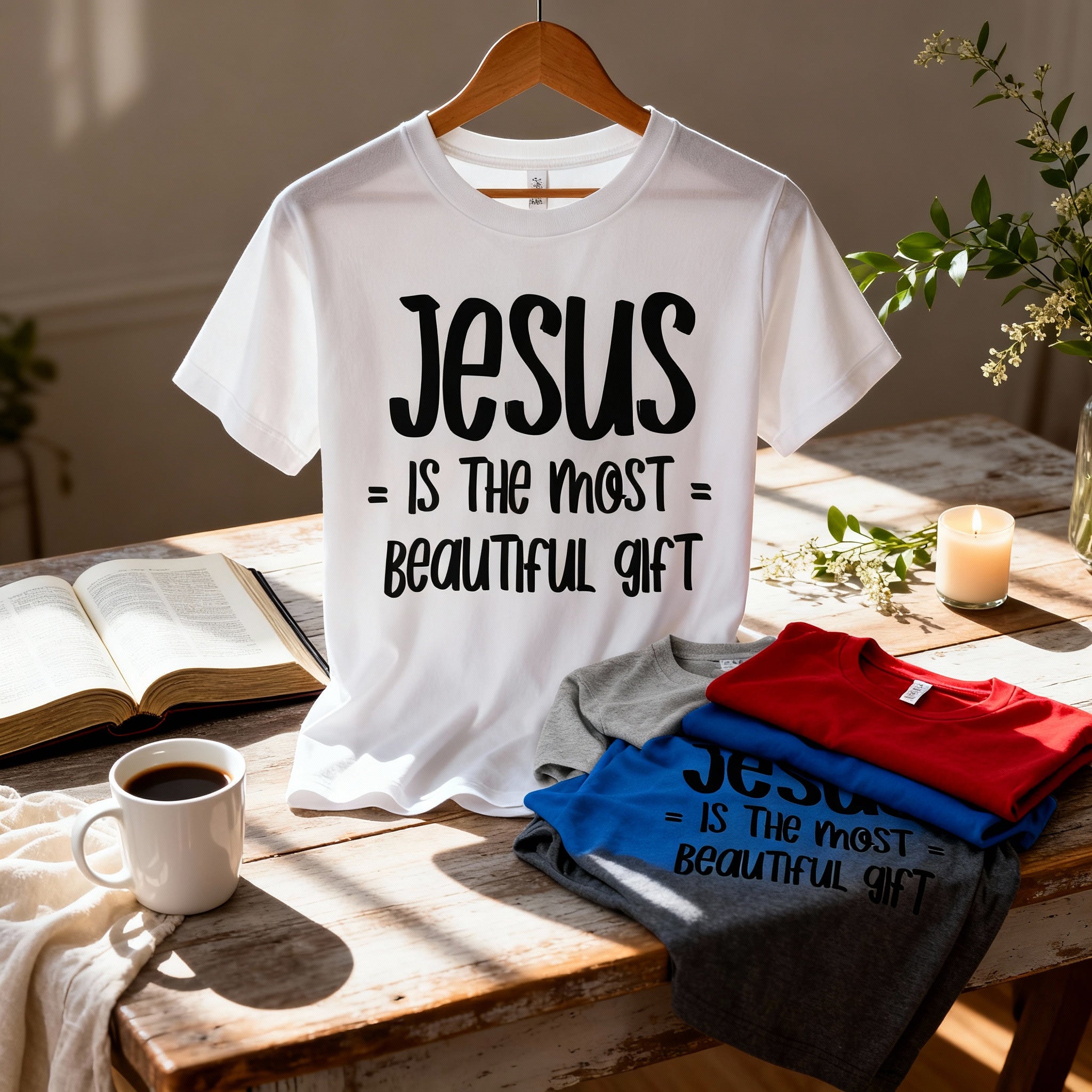 Jesus Is The Most Beautiful Gift Graphic T Shirt For Christians Unisex Apparel And Everyday Wear
