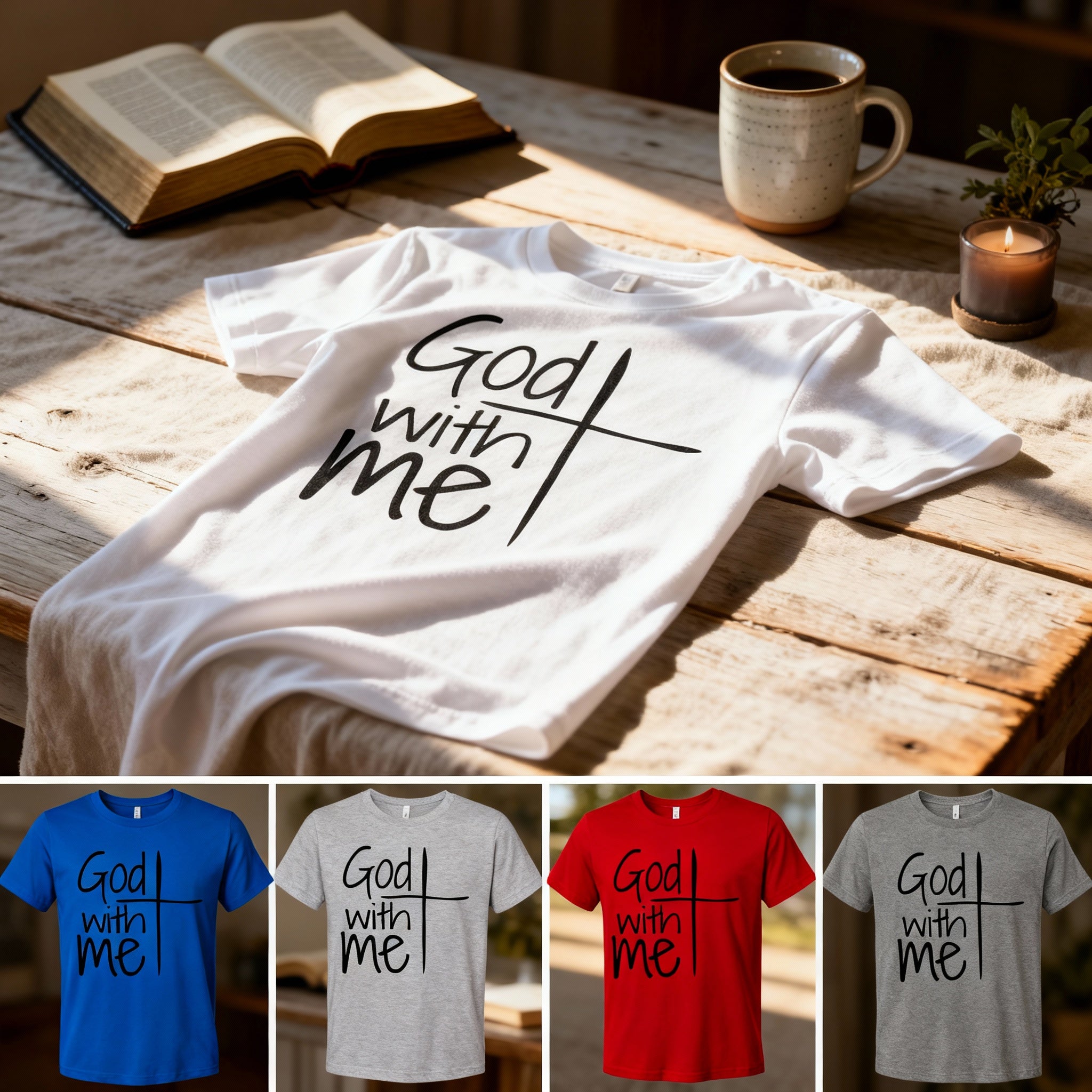 Christian Unisex T Shirt Featuring God With Me Cross Graphic For Faith Centered Wear