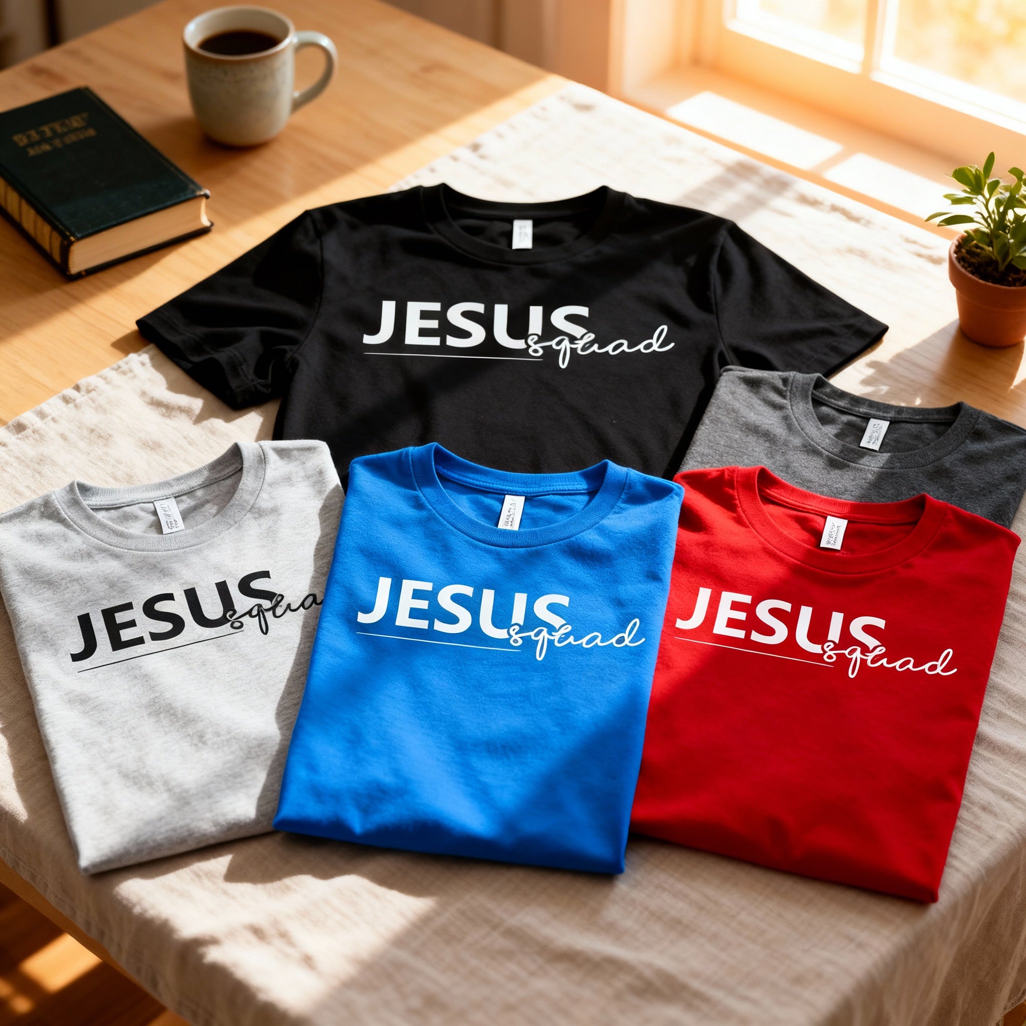Jesus Squad Graphic Tee Unisex Christian Faith Shirt Short Sleeve Crew Neck Casual Everyday Wear