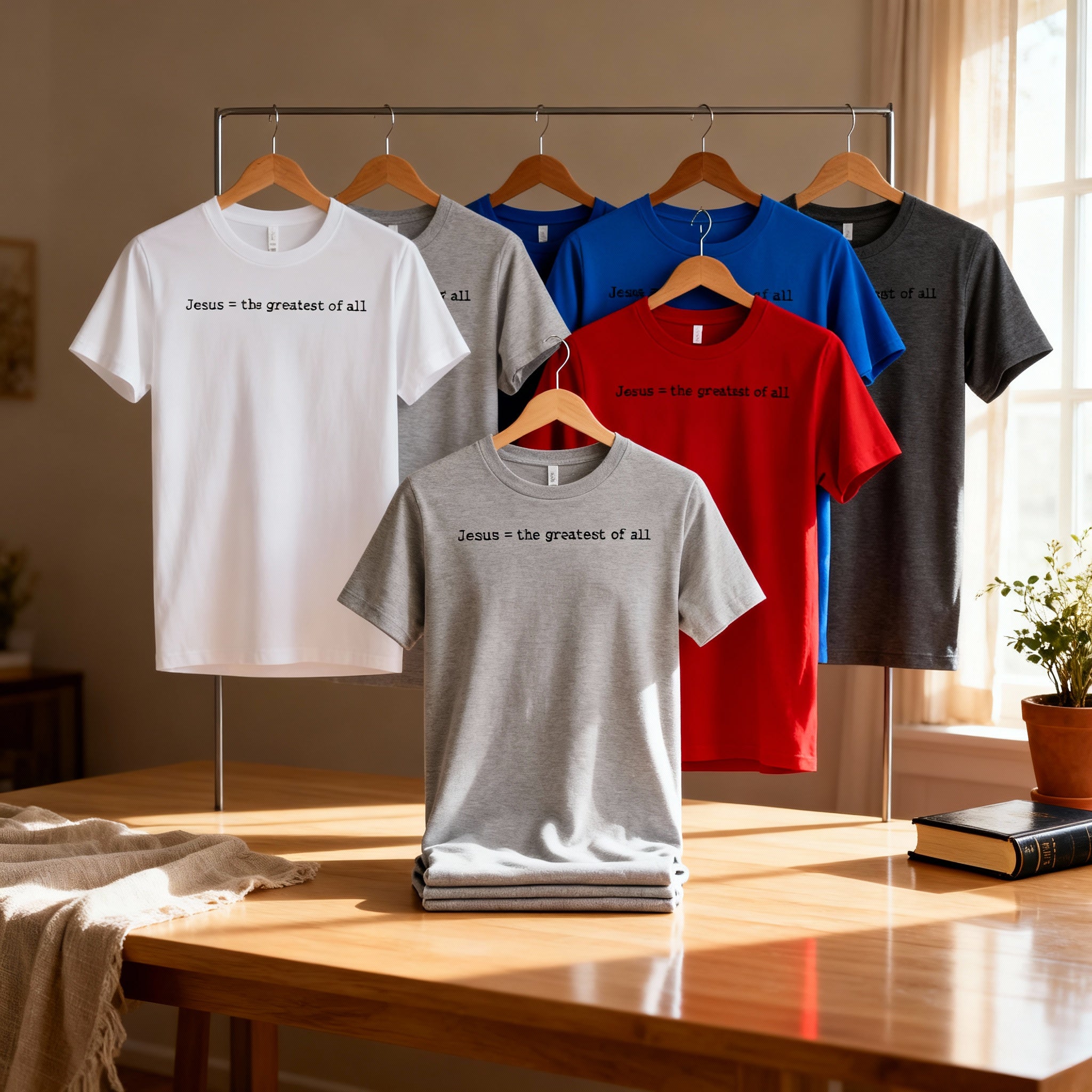 Christian Unisex Graphic Tee Featuring Jesus Equals The Greatest Of All Front Chest Design