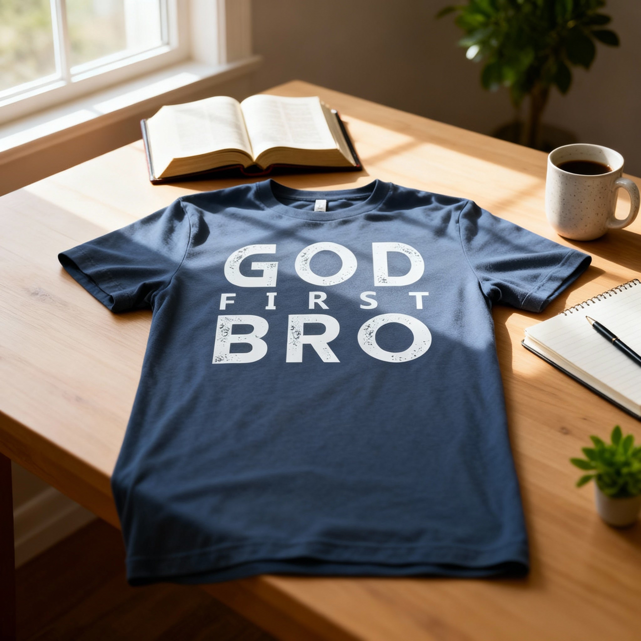 God First Bro Graphic Tee For Christians Unisex Short Sleeve Shirt Made For Everyday Faith Wear