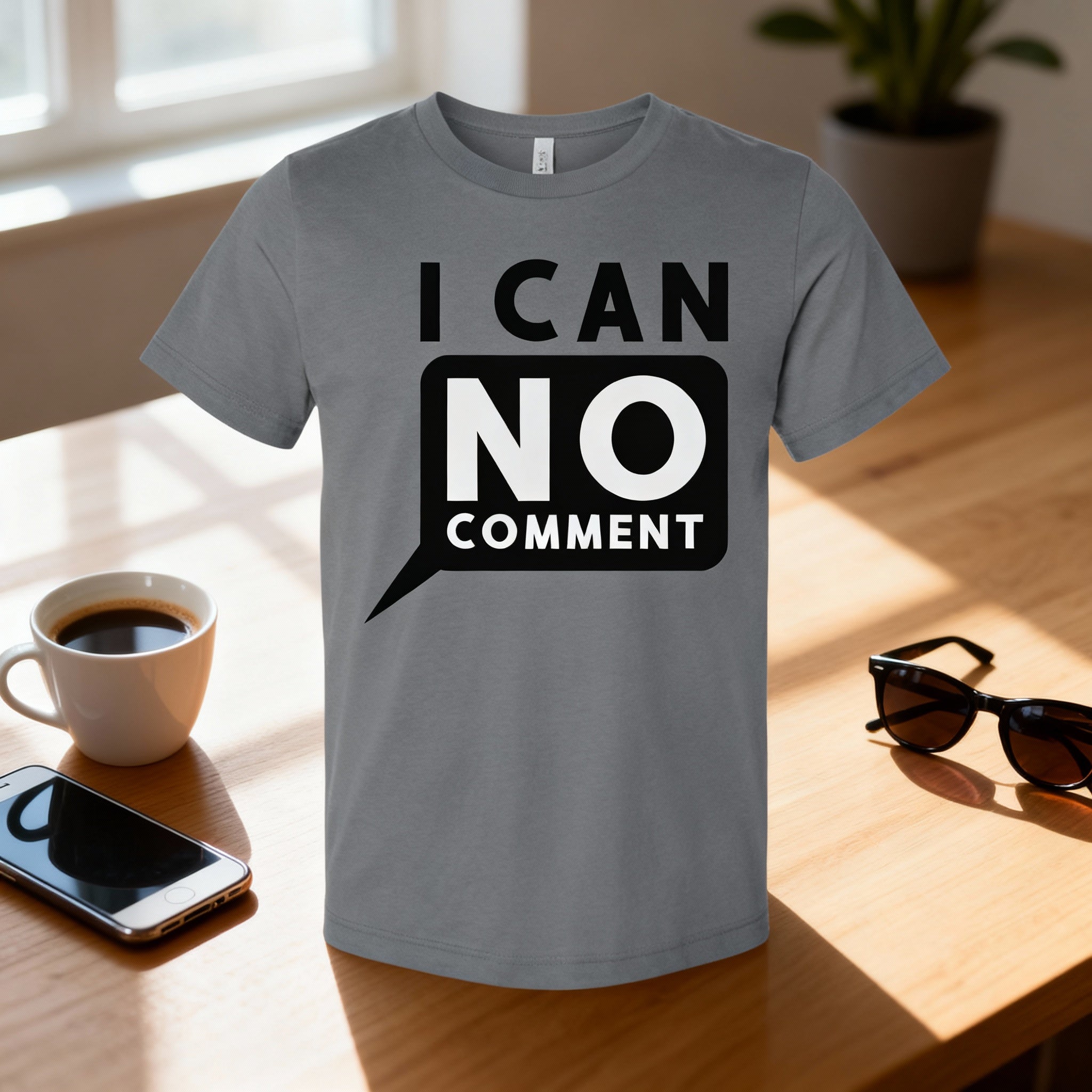 Unisex Graphic Tee With Bold I Can No Comment Speech Bubble Graphic And Typography