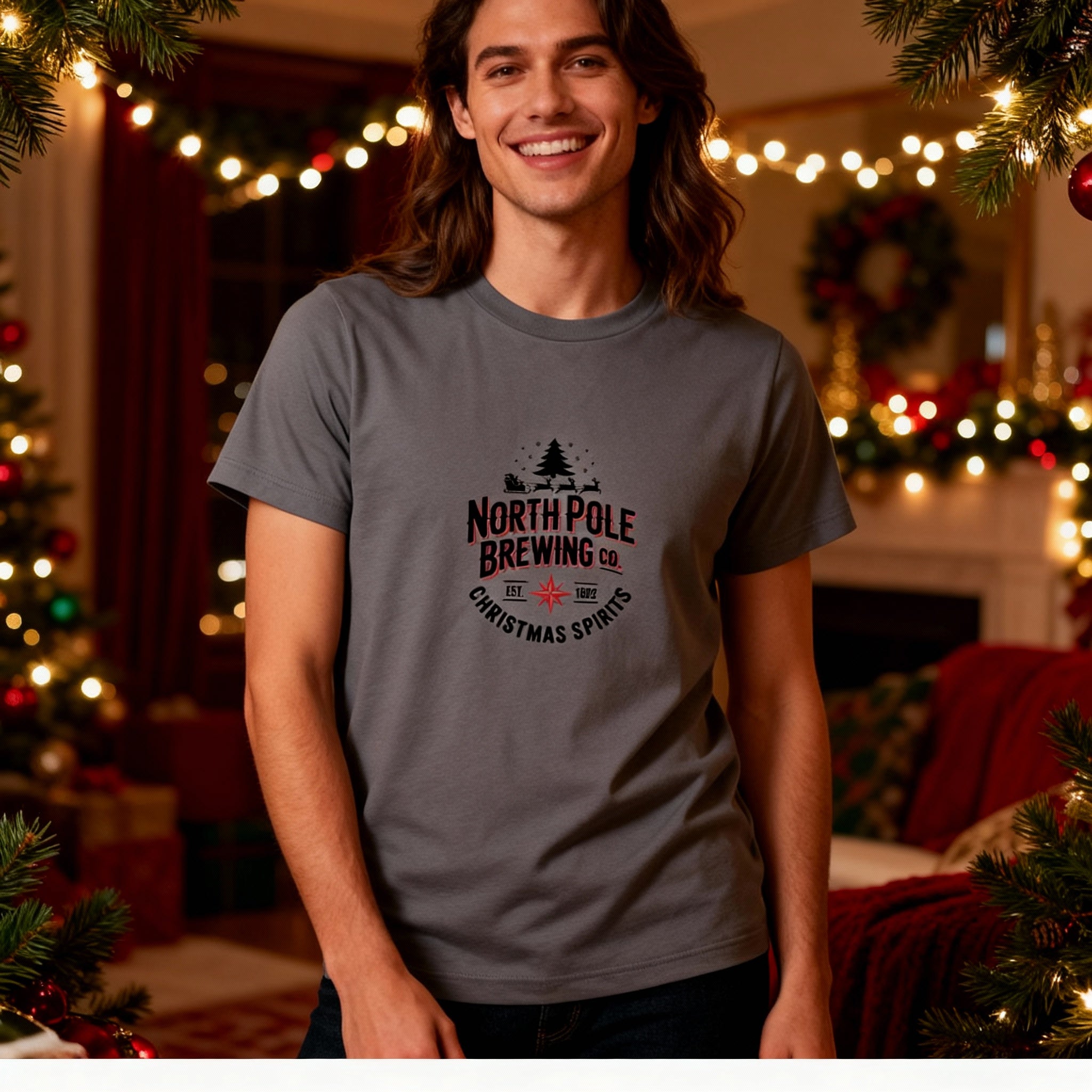 North Pole Brewing Co Christmas Spirits Unisex T Shirt With Holiday Logo Design Graphic