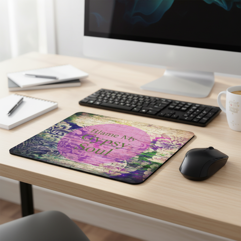 Blame My Gypsy Soul Thick Mouse Pad Boho Floral Vintage
