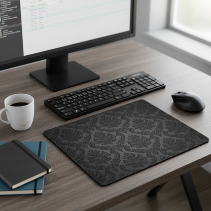 Black Damask Thick Mouse Pad For Desk Comfort And Style