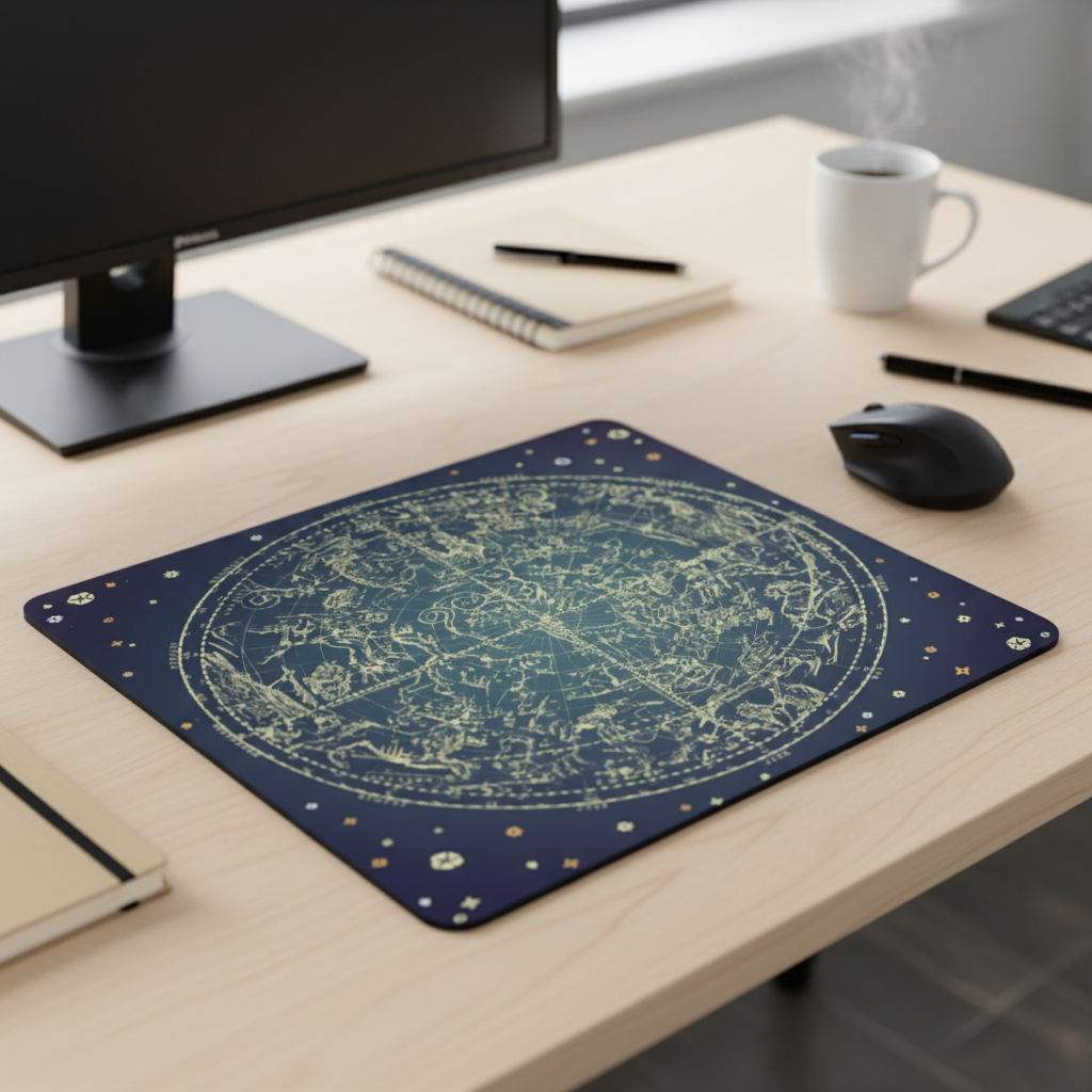 Astrological Map Thick Mouse Pad With Celestial Design